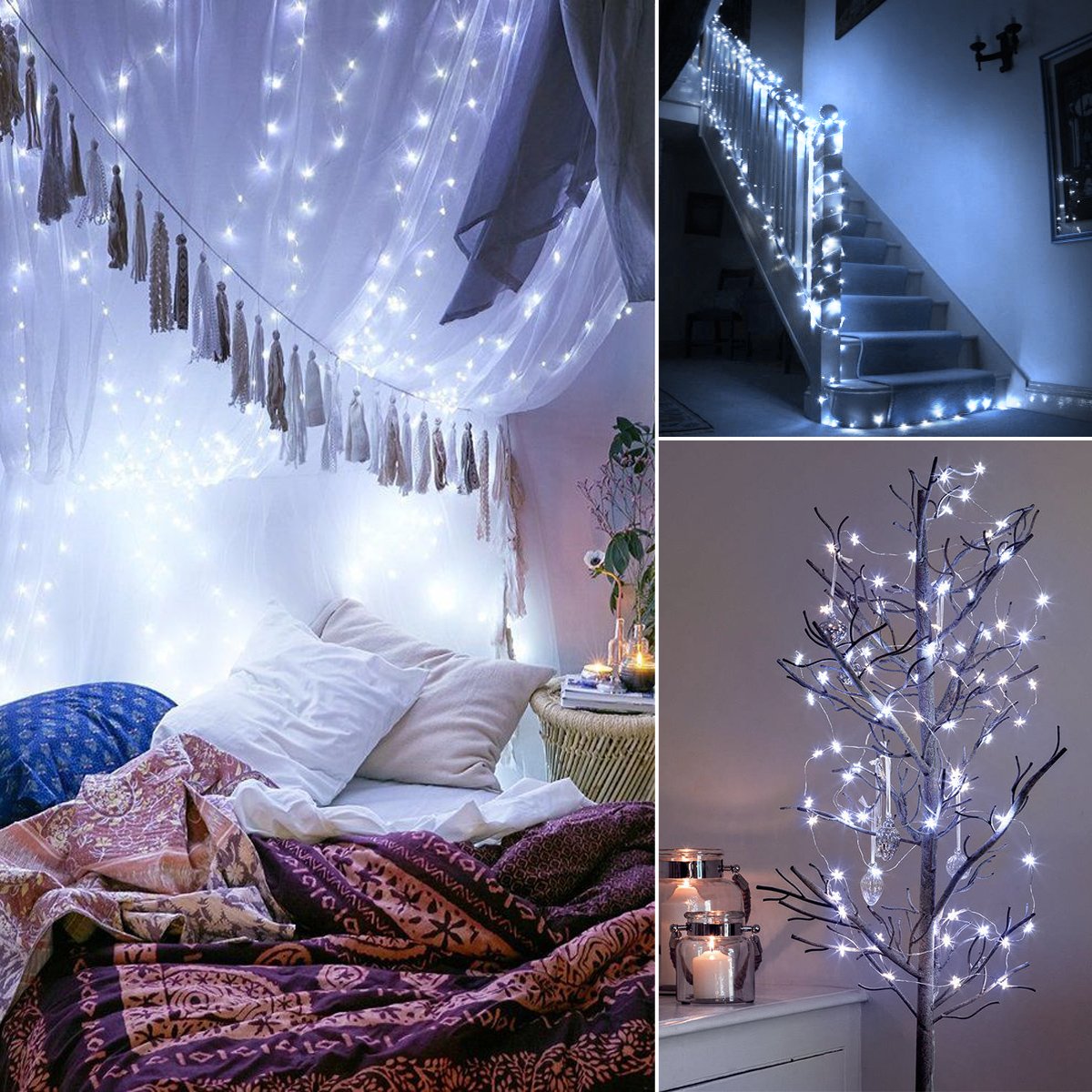 AMIR Solar String Lights, 240 LED Copper Wire, 78.6ft, Waterproof IP65, 8 Modes, White, Decorative for Outdoor, Wedding, Party, Halloween
