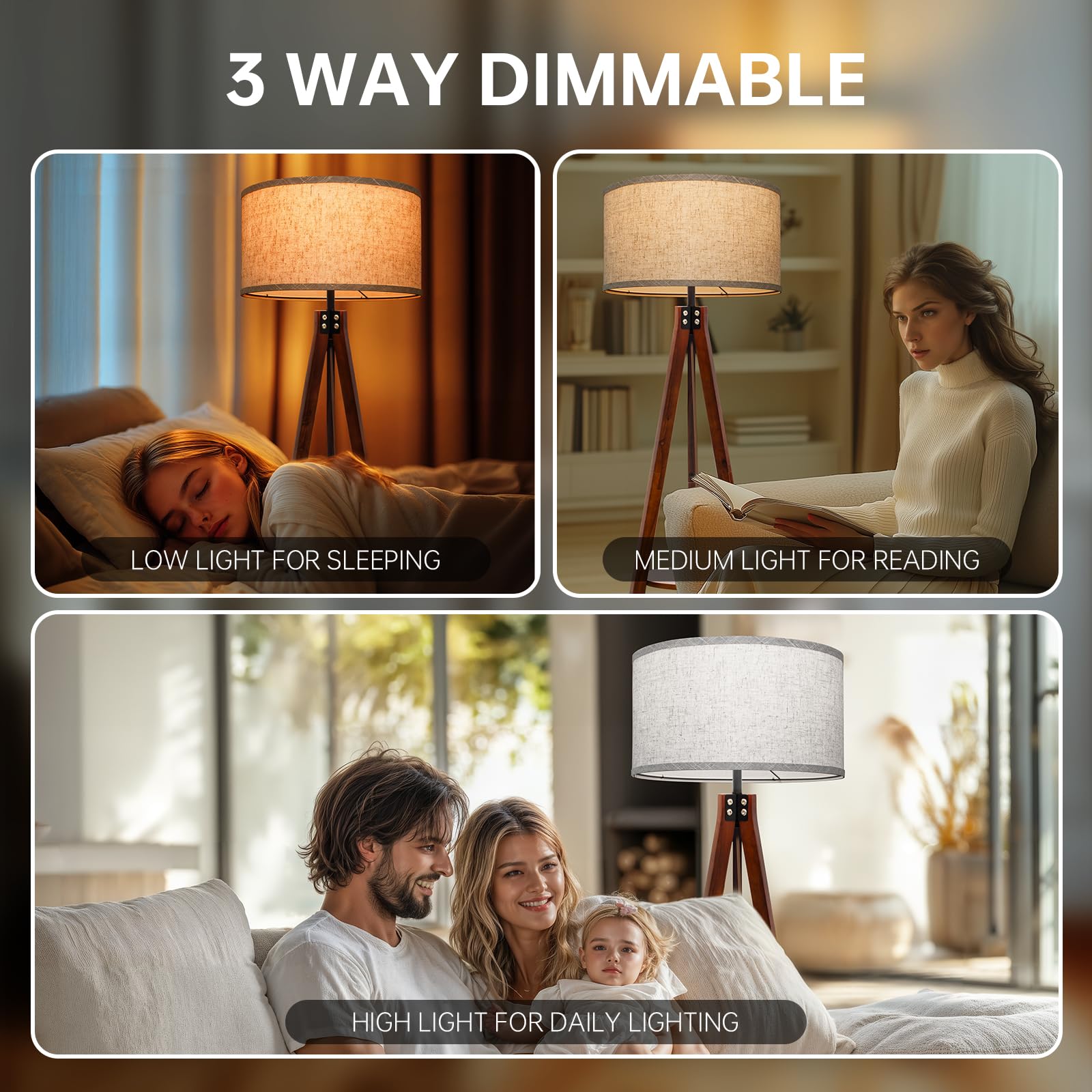 Eoeyyoyb Floor Lamps With Shelf, Modern Standing Lamp With 3 Color Temperature Led Bulb, Tall Lamps With Foot Switch For Living