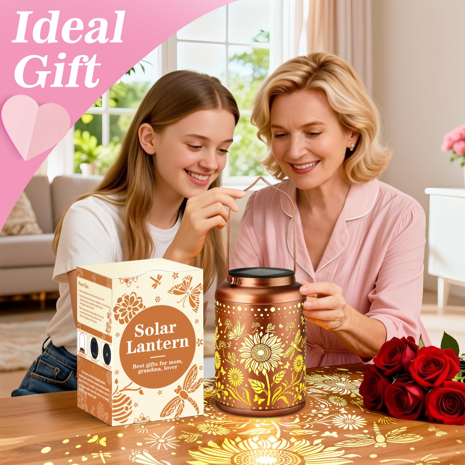 Birthday Gifts For Women Mom Grandma  Sunflower Gardening Gifts For Women  Solar Lantern Outdoor Waterproof Garden Decor Hanging Solar Lights Yard Decorations Outdoor  Backyard  Patio  Porch