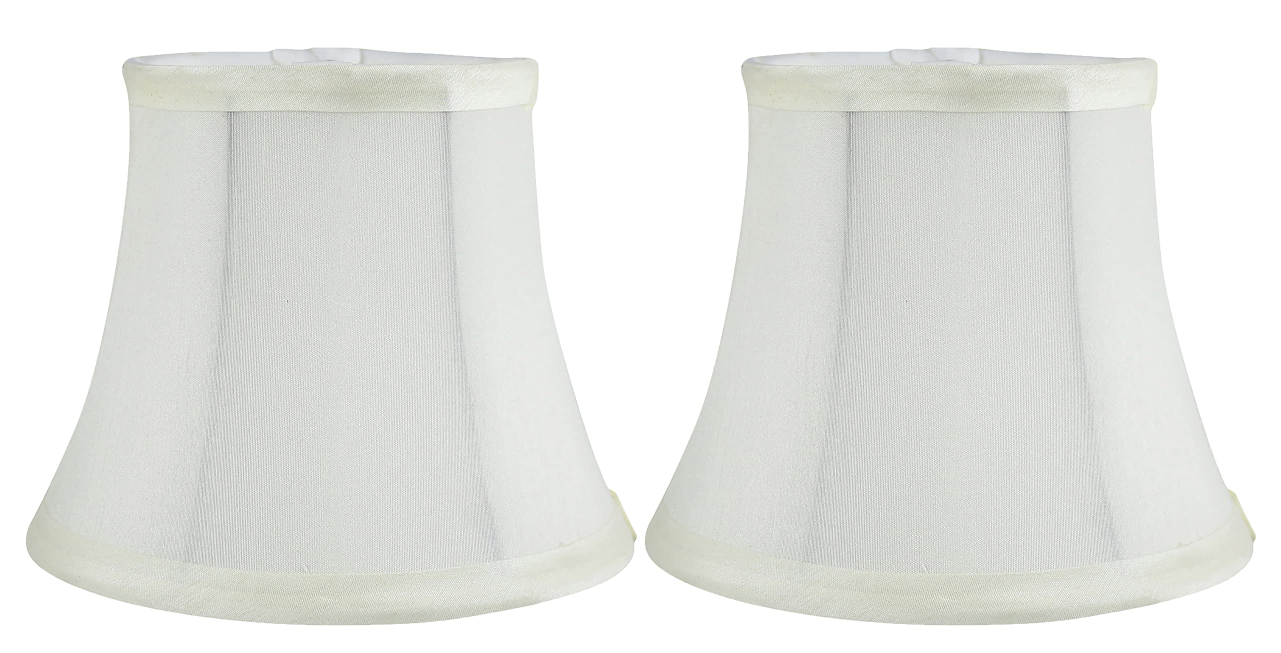 MERIVILLE Faux Silk Chandelier Lamp Shades Set of 2, Clip-On Fitter, Softback Bell Shape, 4in x 6in x 5in, Eggshell