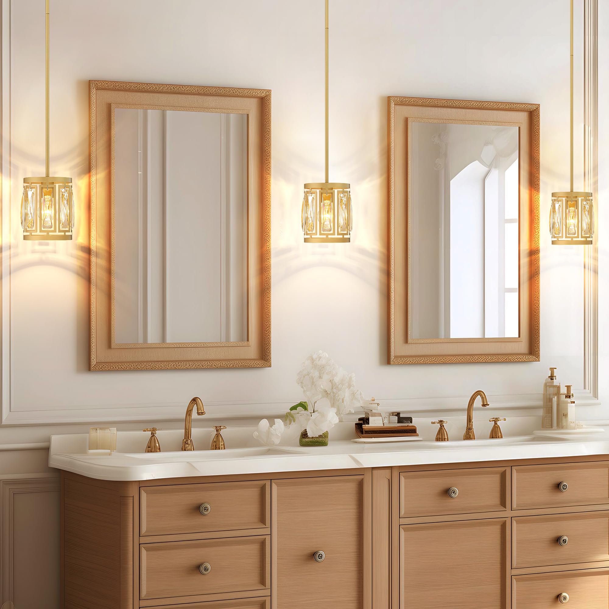 3 Pack Pendant Light Fixtures Modern Crystal Mini Pendant Lighting Kitchen Island  Gold Pendant Light For Hallway Dining Room Corridor Bedroom
