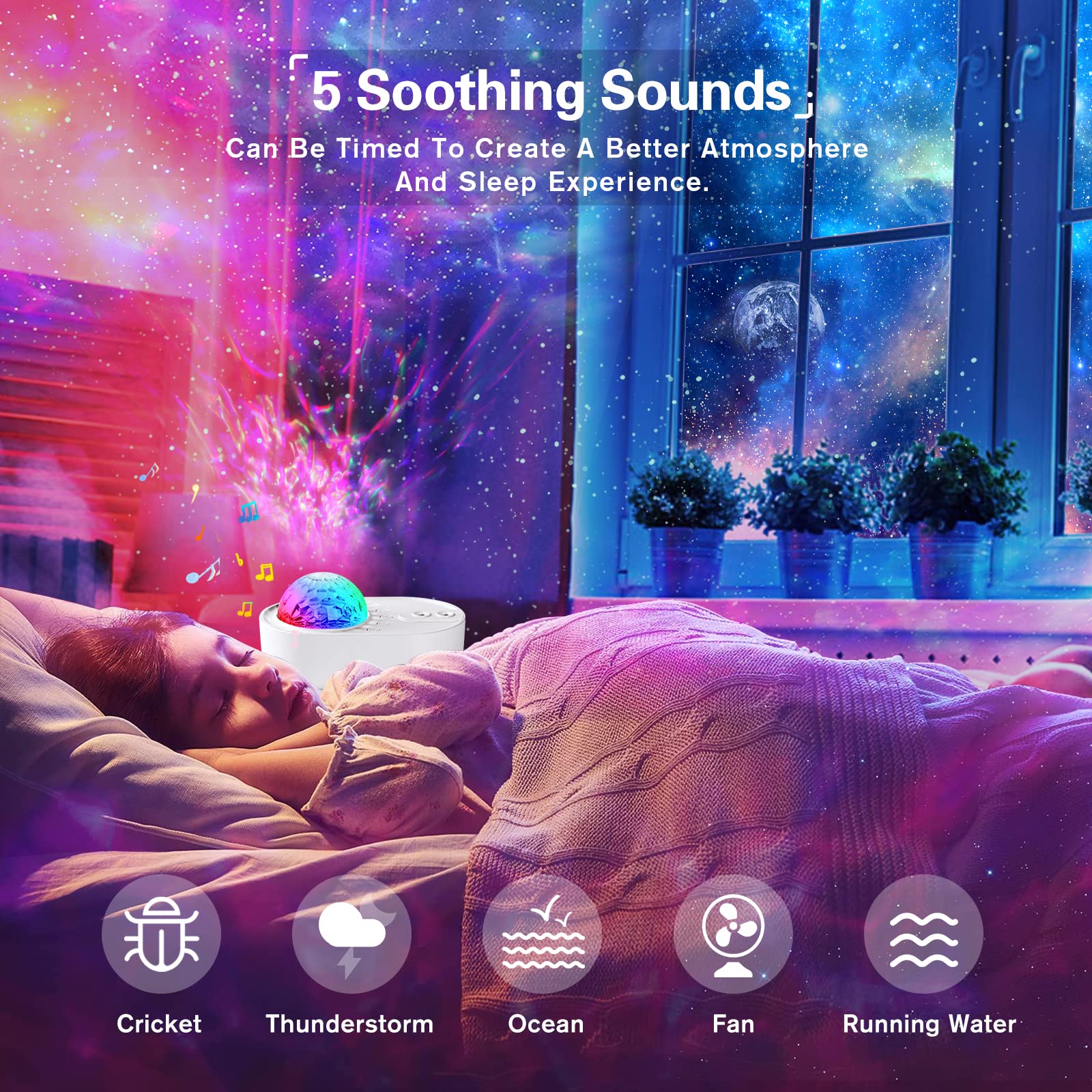 ONXE Star Projector - LED Nebula Cloud with Bluetooth Speaker, Remote Control, Multicolor, Model K-1069 for Bedroom & Home Theater