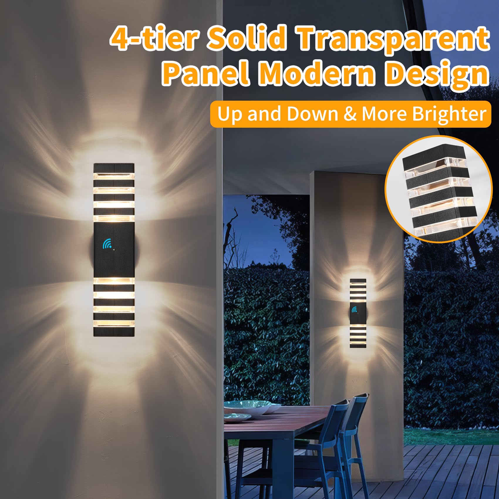 Zsmaiku Dusk To Dawn Outdoor Wall Light, Waterproof Black 18.3&quot; With 4 Led Bulbs