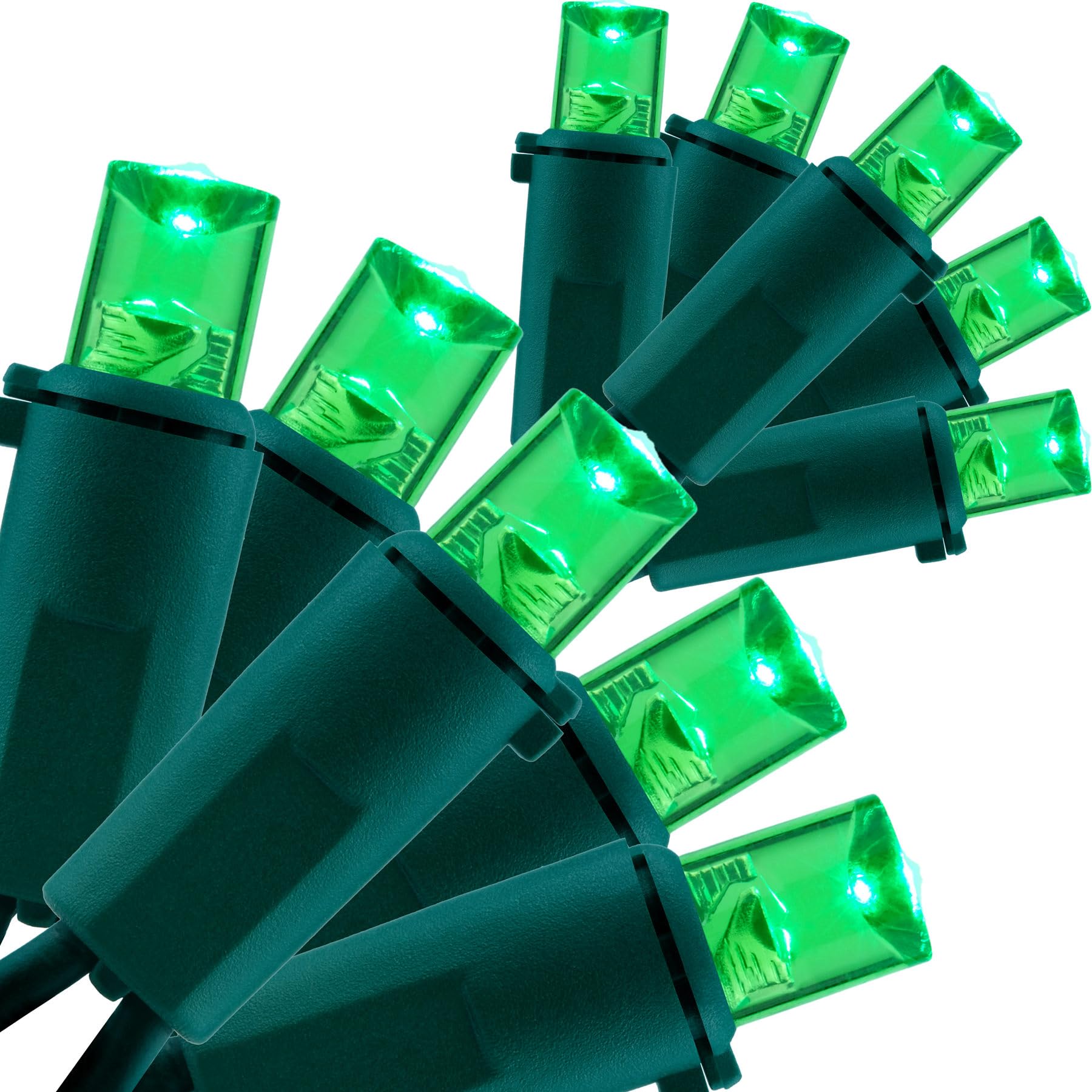 YULETIME Green Wide Angle LED Christmas Lights 200 Count 50 ft  Pack of 2 Strands 25 ft 100 Lights UL Certified Commercial Grade String Light Set (Green)