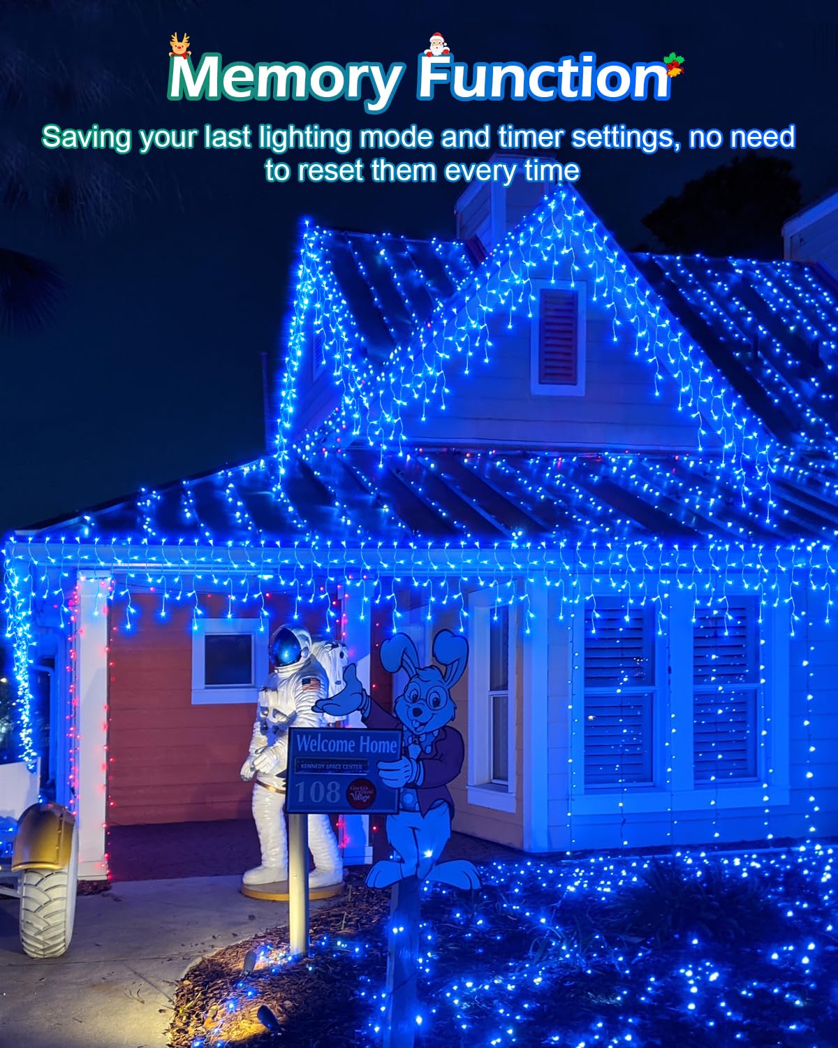 159 Ft Christmas Lights Outdoor, 1458 Led Waterproof Outside Plug-In, Timer & Memory, 8 Modes Fairy Lights With 324 Drops For Ho