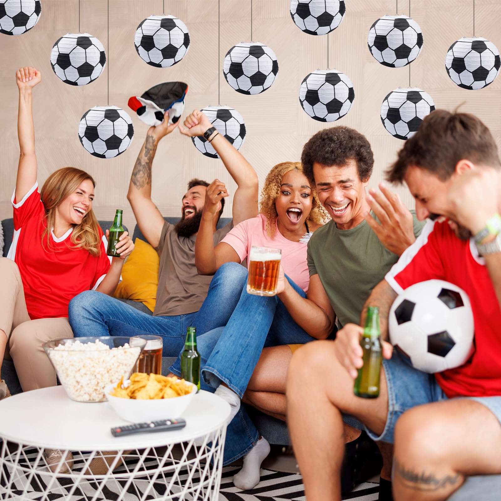 20 Pieces Soccer Ball Hanging Lantern Party Favor, Soccer Ball Lanterns 8 Inch Soccer Lantern Decoration Paper Lanterns For Socc