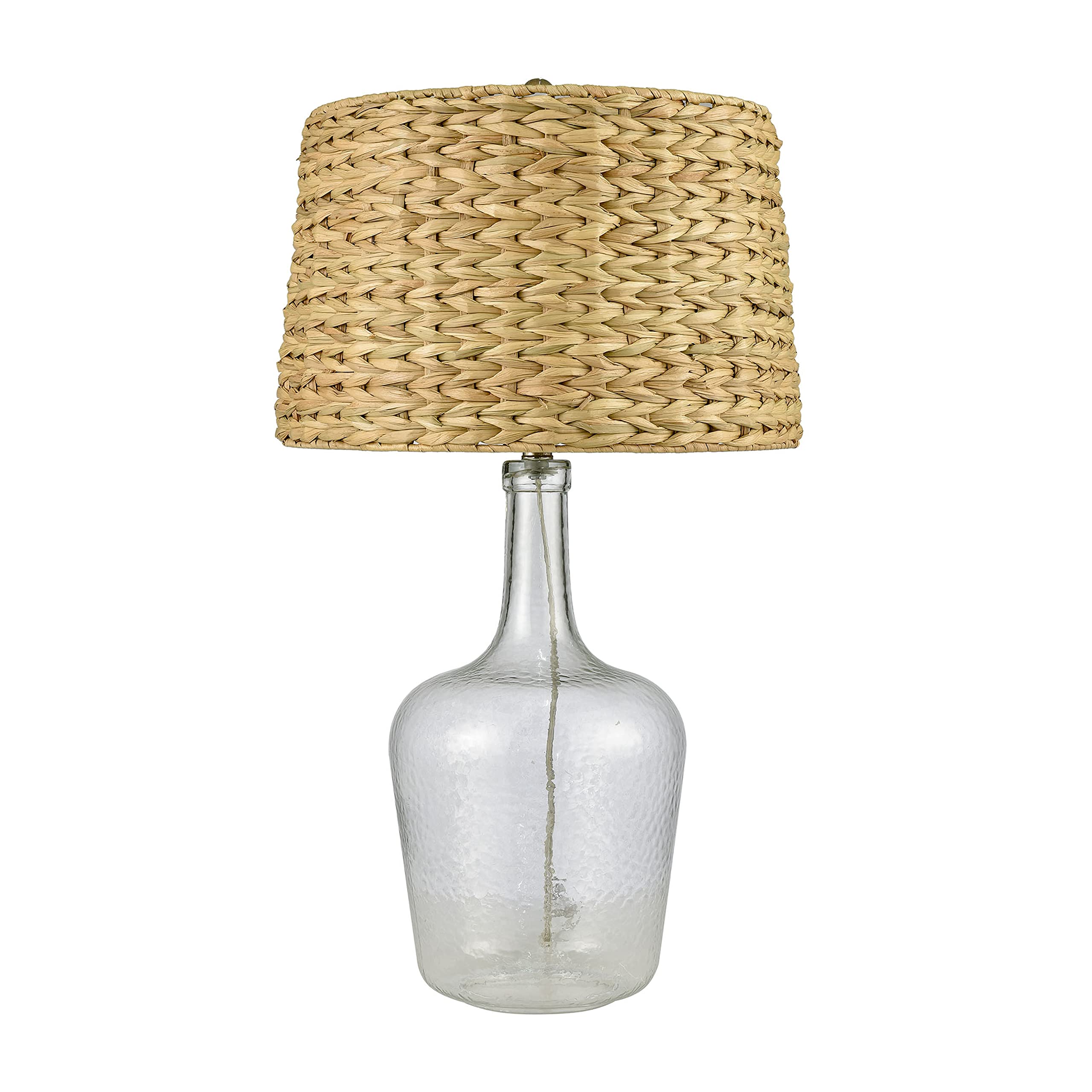 Elk Home Clear Glass Bottle Table Lamp With Seagrass Shade - Elegant Lighting Accent