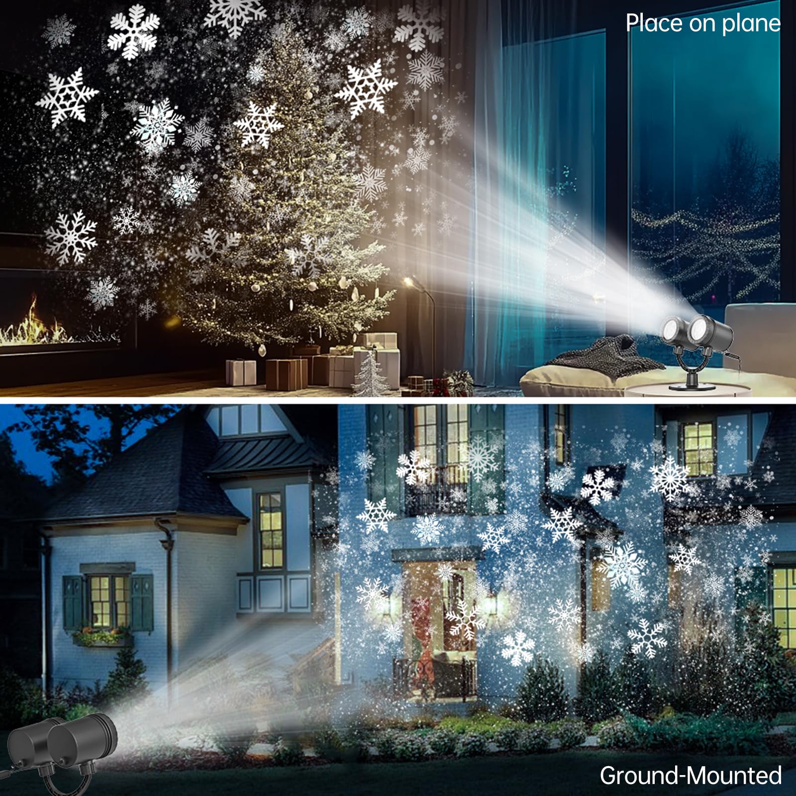 Christmas Snowflake Projector Lights Outdoor, 2024 Upgraded Snowfall Christmas Projector Light - Waterproof Valentine'S Day Holi