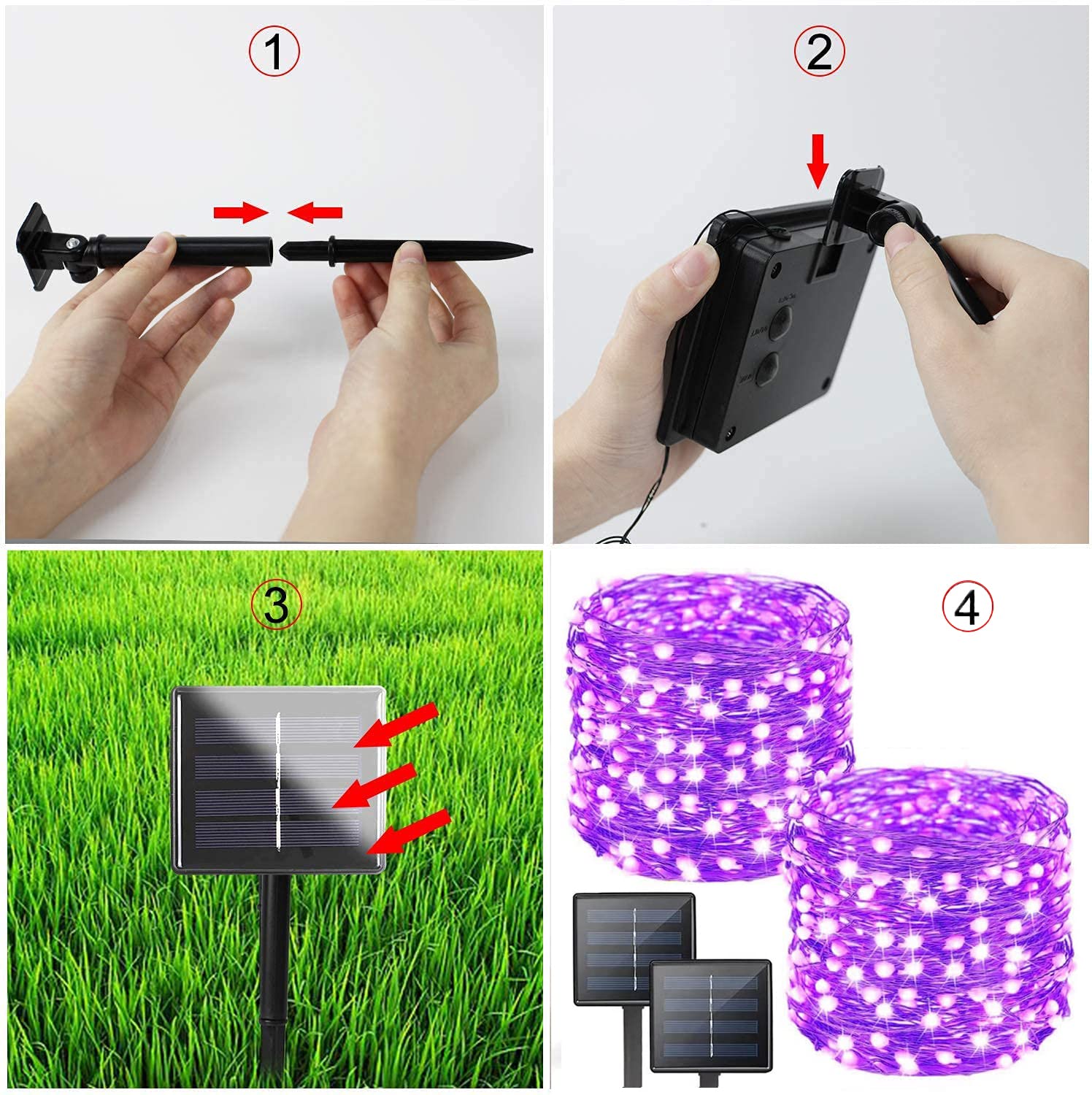 Purple Halloween Solar String Lights Outdoor, 2-Pack 80Ft 200Led Solar Twinkle Light Waterproof, Copper Wire 8 Modes Purple Fair