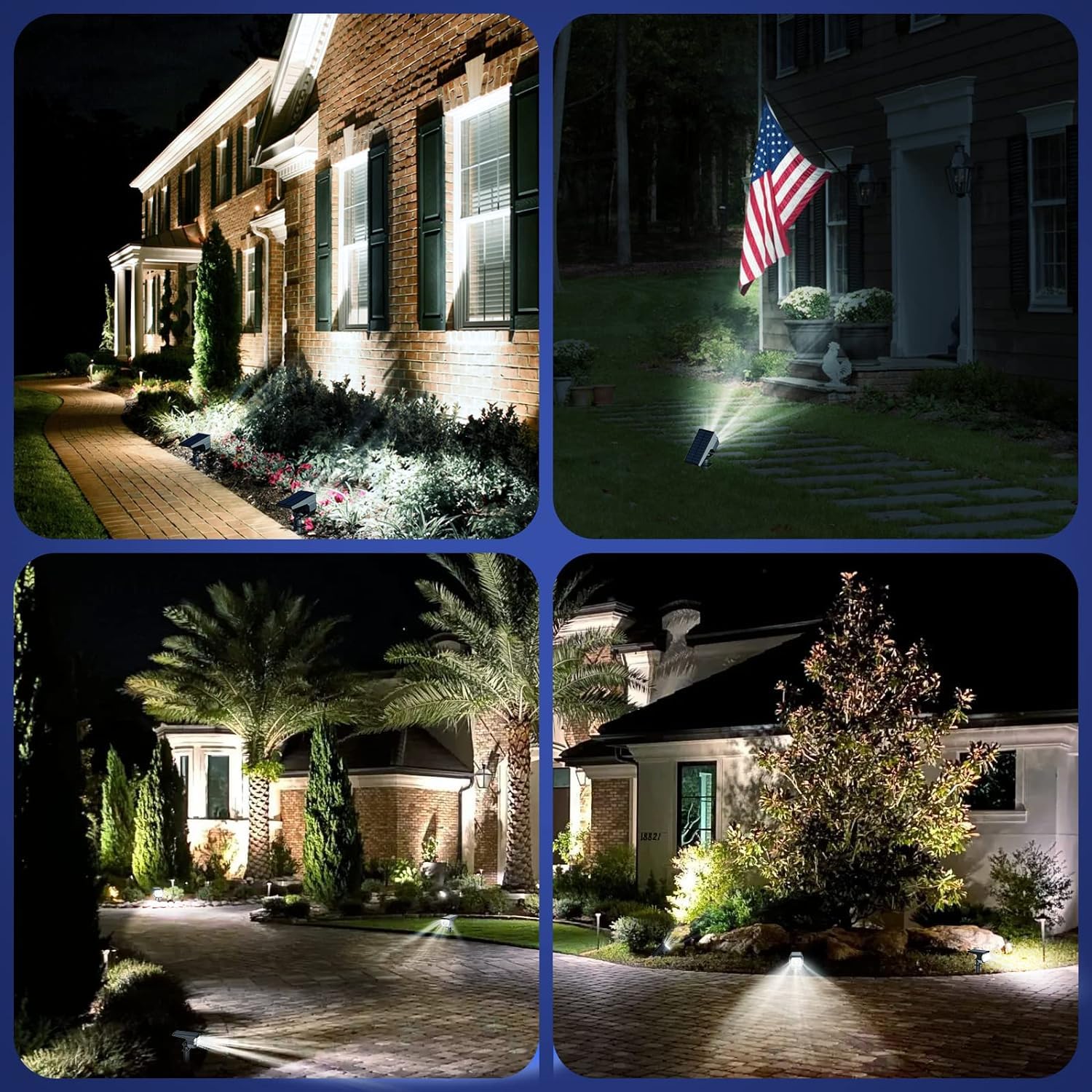 EIUIO Solar Spot Lights Outdoor, 3 Lighting Modes, 10in Cool White, Waterproof Landscape Lighting, Model CDD-4