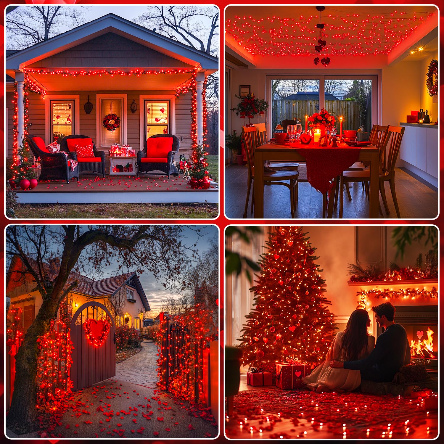 Jmexsuss 400 Led Red Valentines Day Lights, 132Ft Red String Lights Plug In With Remote, Indoor Outdoor Red Lights For Valentine