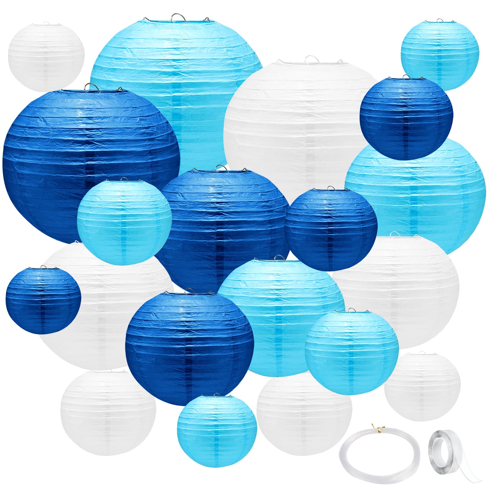 21Pcs Pink Paper Lanterns,4''6''8''10''12'' Hanging Round Paper Lanterns Decorations Indoor Outdoor with Tape and String for Gra