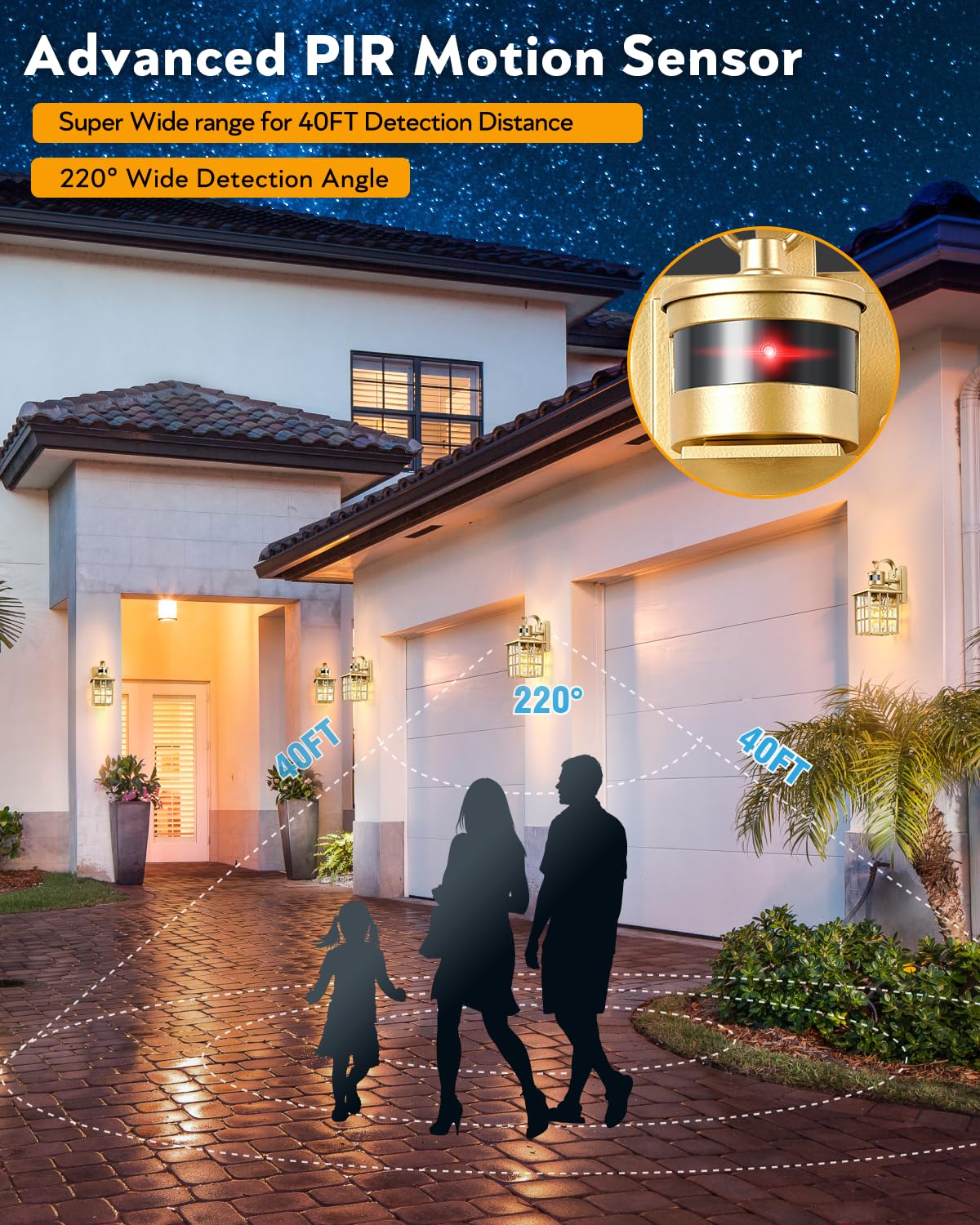 Vianis Porch Lights Outdoor, Gold Outdoor Garage Lights Wall Mount, Modern Outside Motion Sensor Lights For House, Exterior Lant