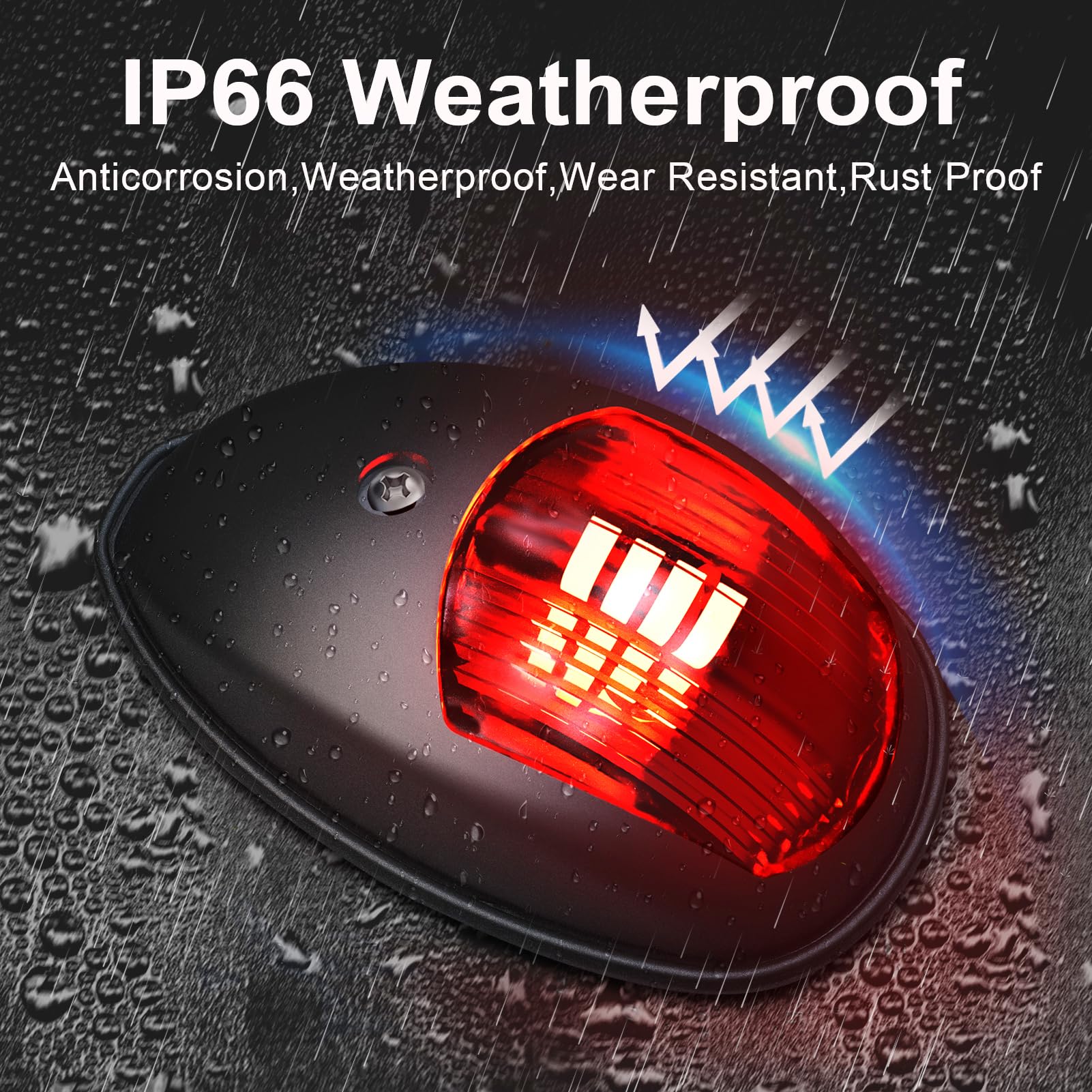 Obcursco LED Boat Navigation Lights, IP67 Waterproof, Red & Green Vertical Mount for Bow & Stern, Black, Model BNL-002