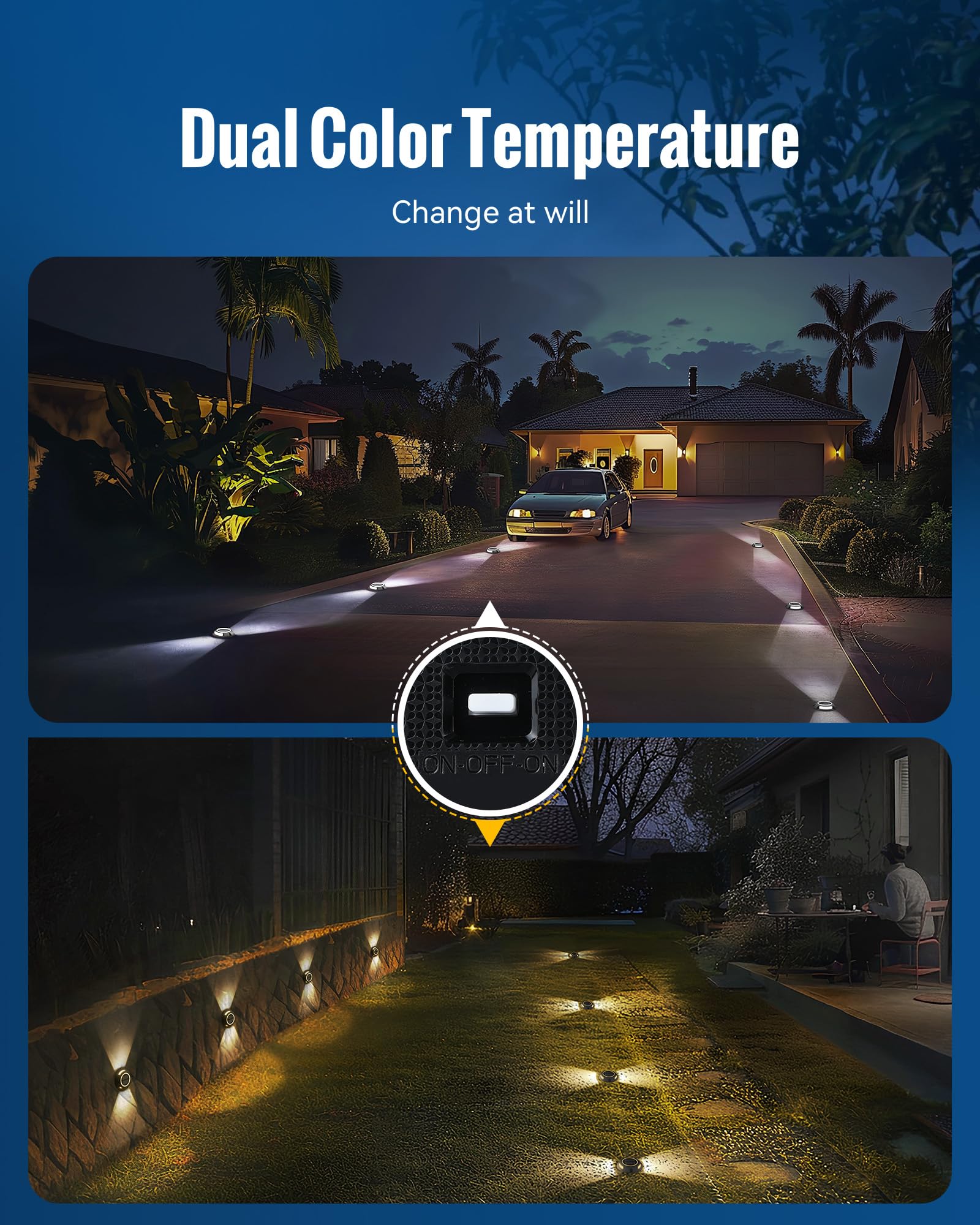 Fabstyl Solar Dock Lights - Waterproof 12 Pack, Dual-Sided Led For Pathway & Patio, Black