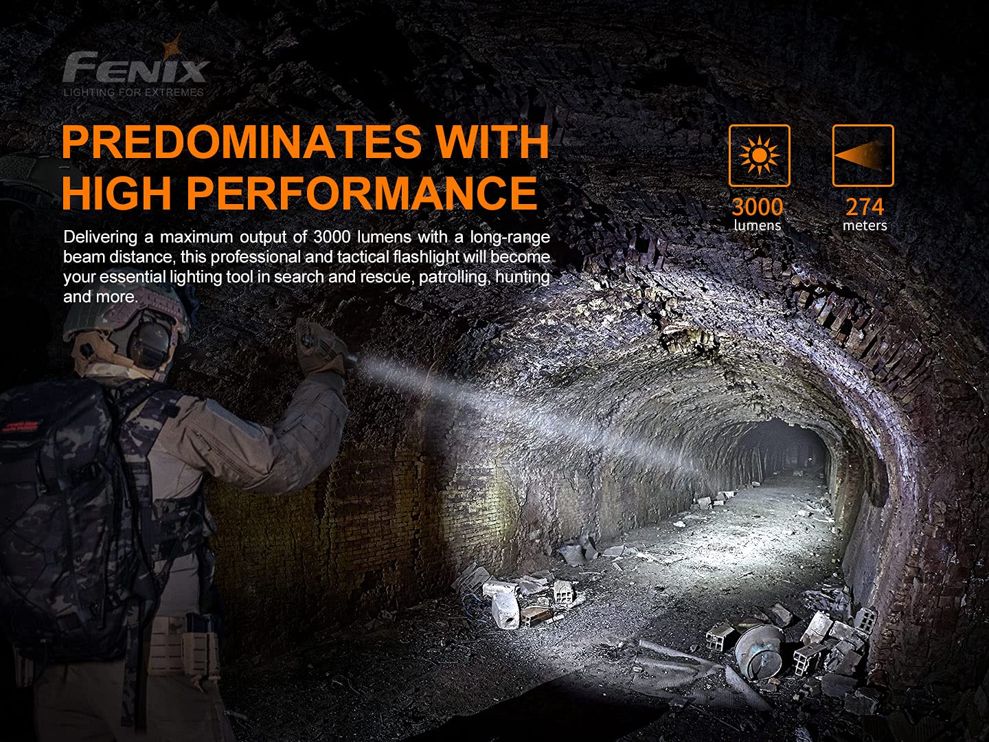 Edisonbright Fenix Pd36 Tac 3000 Lumen Led Tactical Flashlight, Holster And Battery Usb Charging Adapter