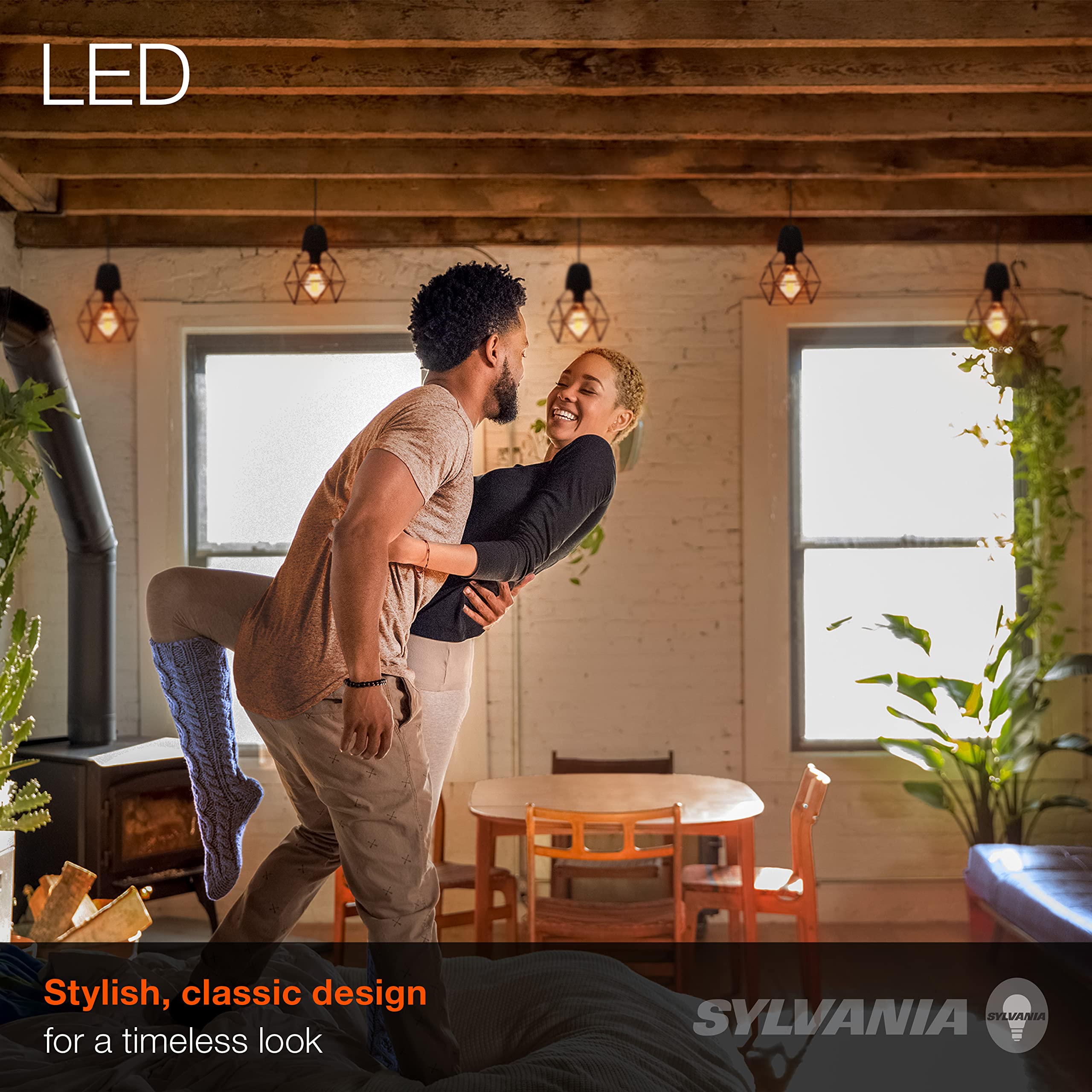 LEDVANCE SYLVANIA A19 Vintage LED Light Bulb, 40W Equivalent, Dimmable, Amber Glow, 4.5W, 380 Lumens, 1 Pack,