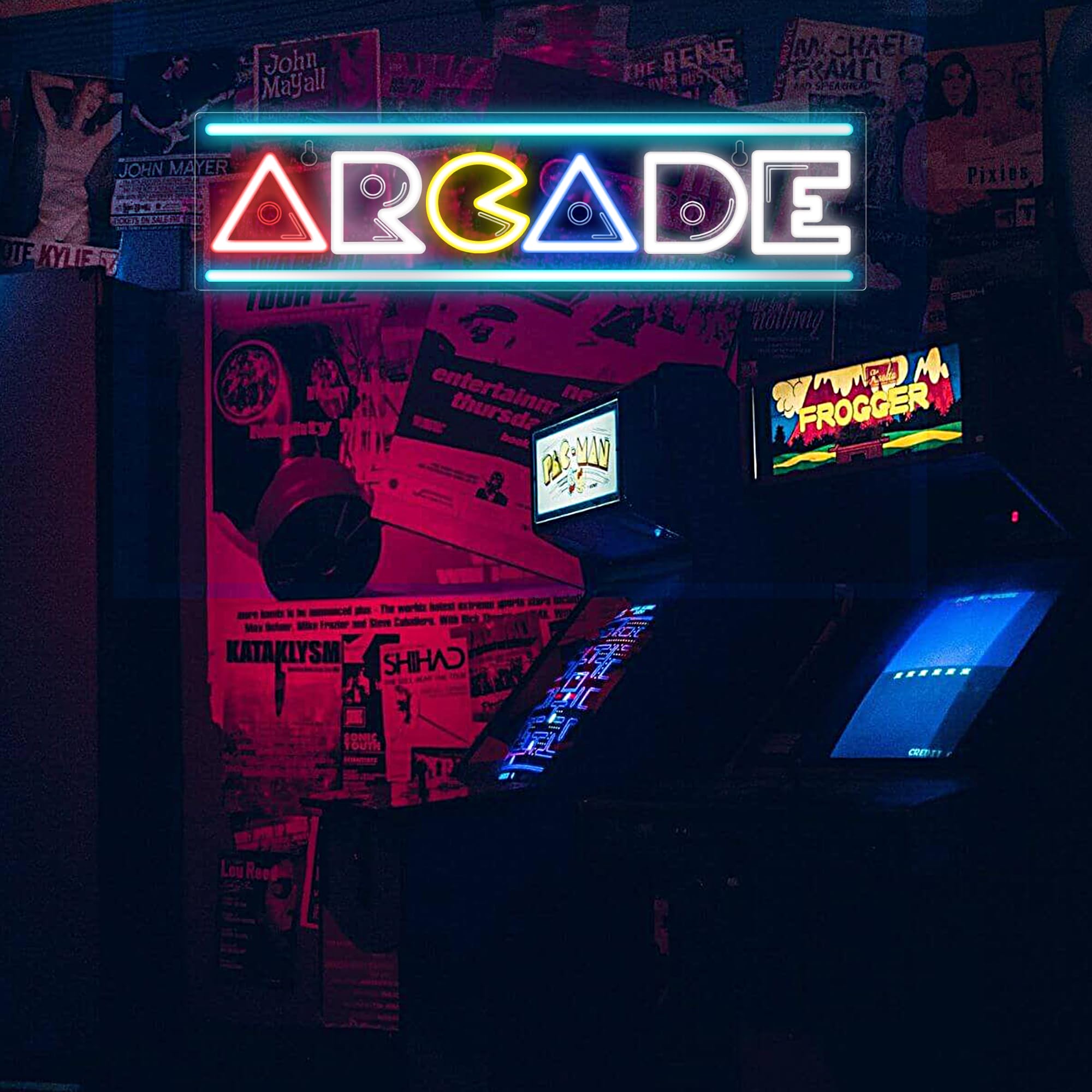 Kavaas Neon Sign, 3D Engraved Arcade Decor, 16.9 x 4.4 inches, Plastic, Arcade Color