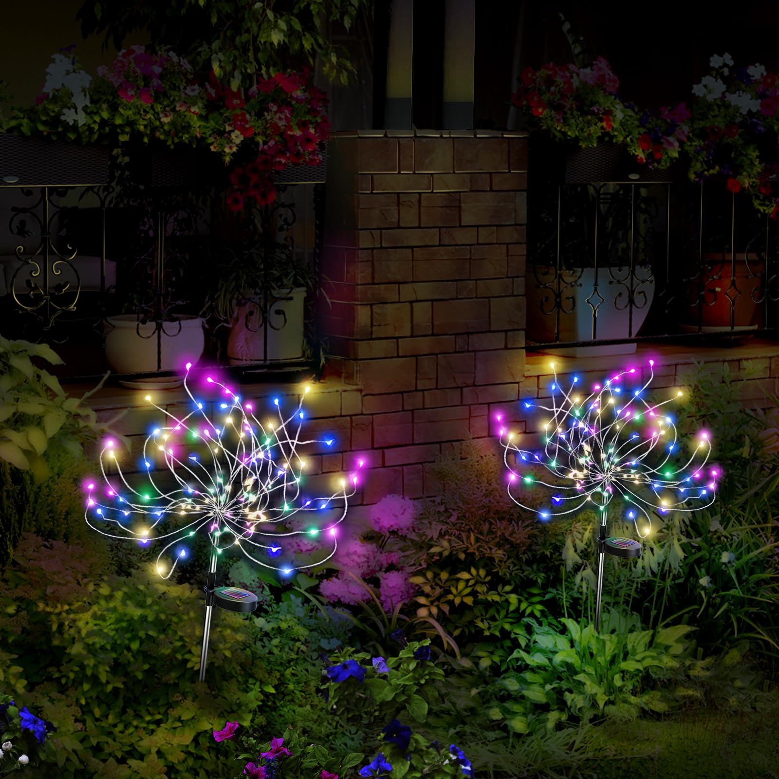 Anordsem Fireworks Lights For Outside Decorations: Christmas Solar Garden Light Waterproof For Yard Outdoor Decor - Led Fairy Sparklers Firework Starburst Lamp Patio Pathway Lawn Decorative