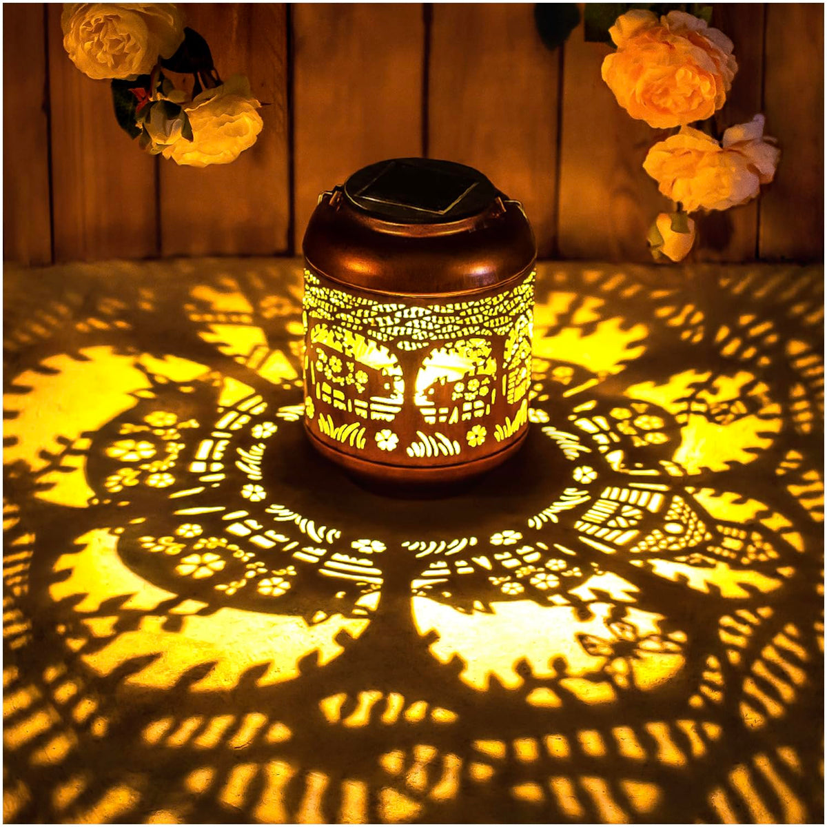 Pig Solar Lanterns Outdoor Waterproof Hanging Solar Lights Pig Gifts for Women Men Mom Metal Decorative LED Outdoor Lanterns for