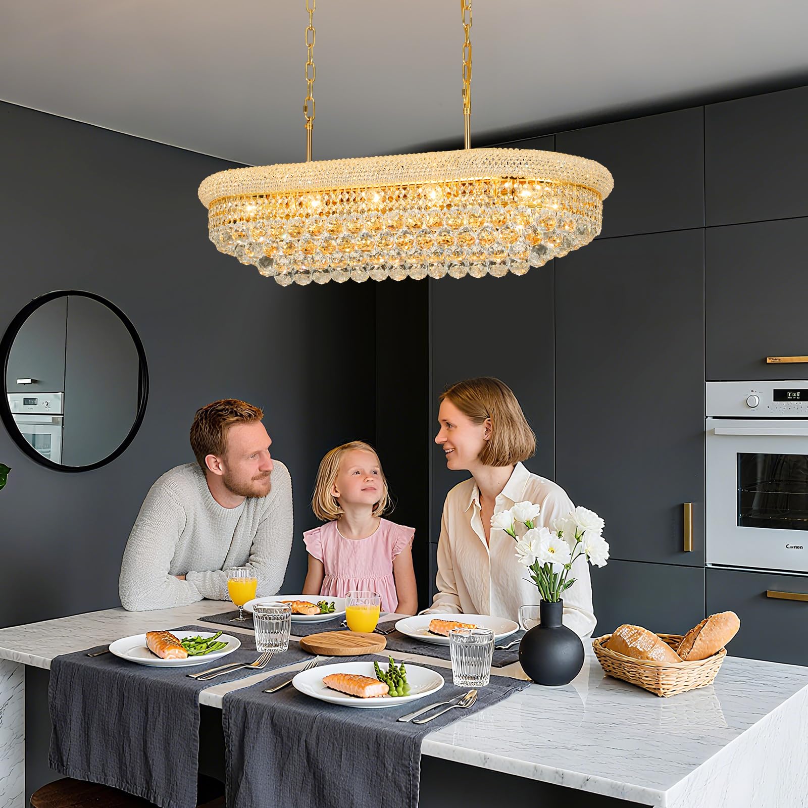 Crystal Chandeliers For Dining Room Light Fixtures Over Table  Modern Crystal Chandeliers For Kitchen Lsland  11 Lights Empire Style Gold stylish Lighting Fixtures For Living Room Bar L34.5 Inch