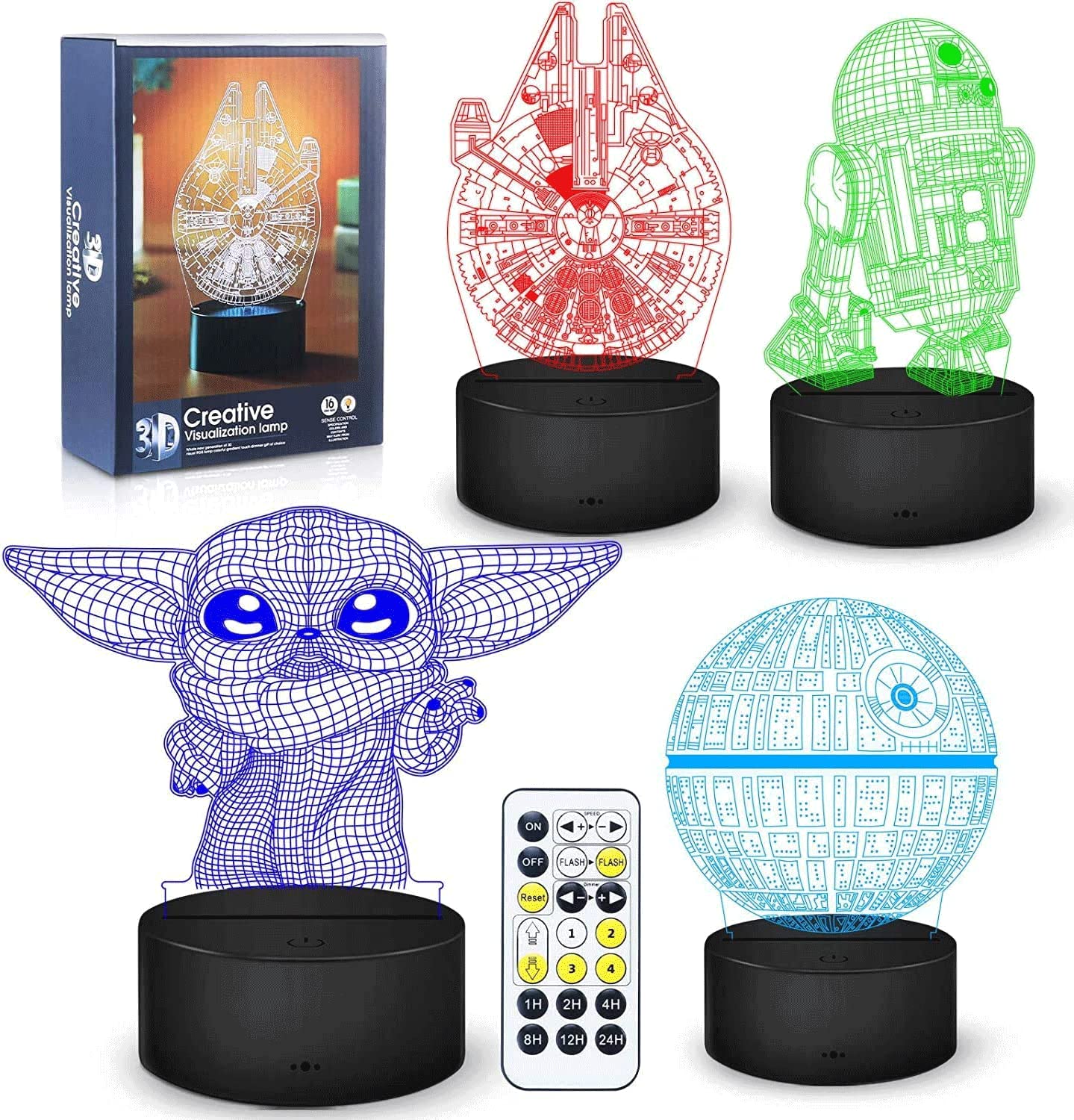 Dreamy Cubby 3D Night Light,4 Pattern with Timing Function Toys LED Night Lamp for Room Decor,Great Christmas Birthday Gifts for