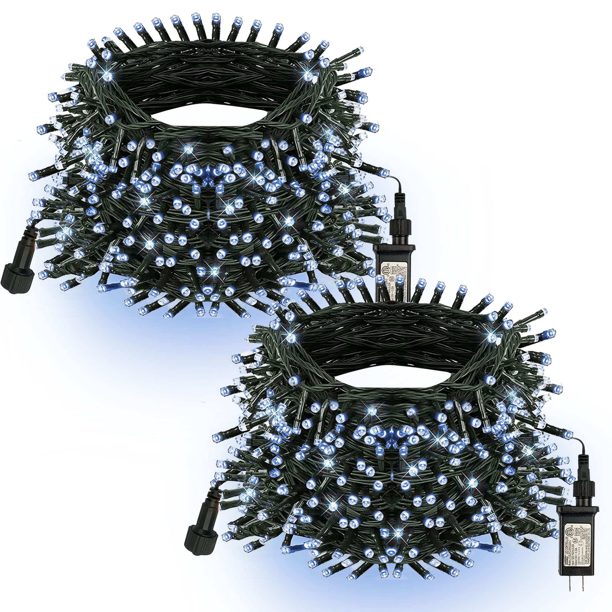 TW SHINE White Christmas Lights, Total 400 LED 132FT Outdoor Christmas Lights Plug in with 8 Modes, Waterproof Light Outdoor Gre