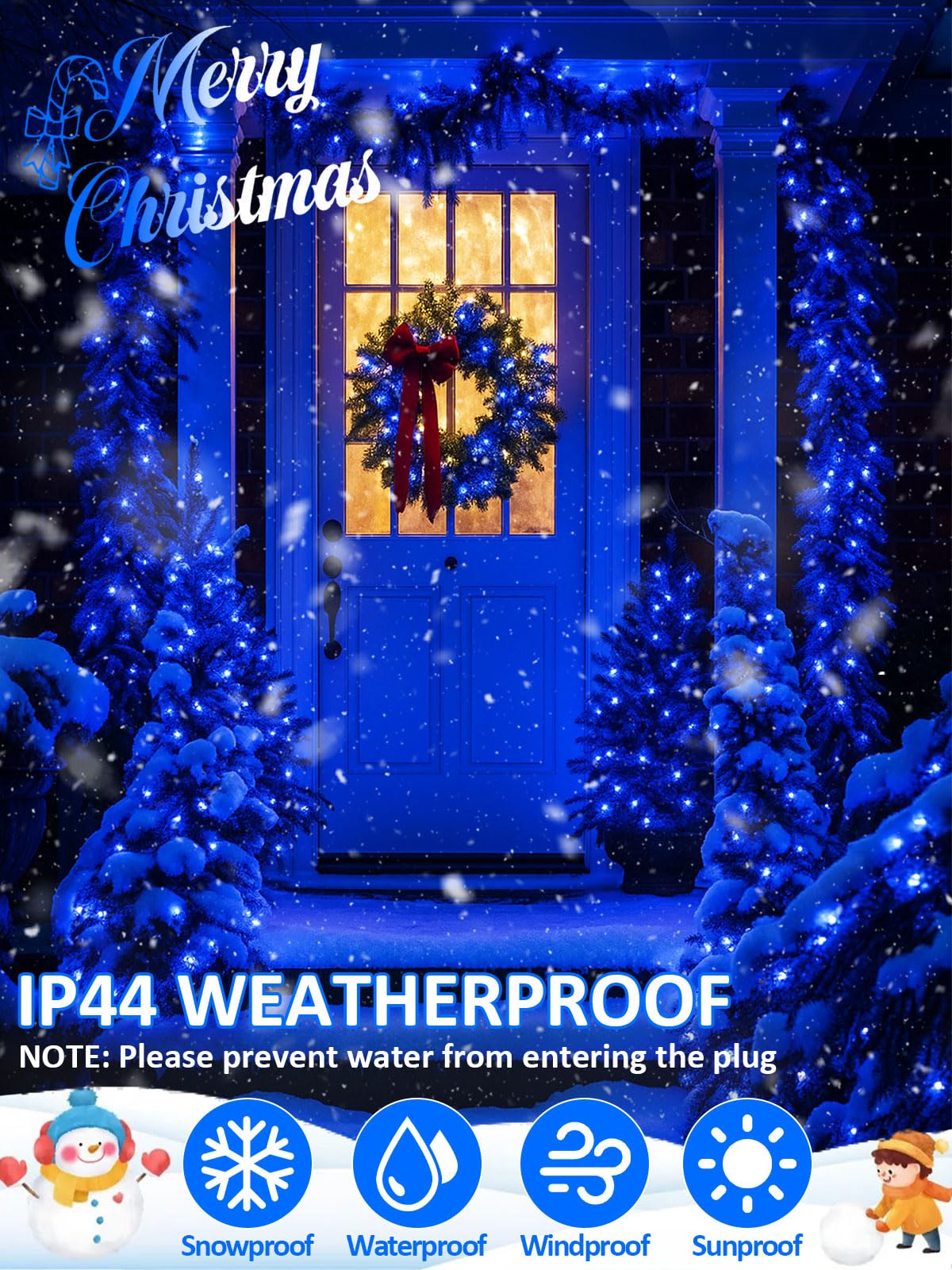 Voice Controlled Smart Christmas Lights Outdoor  75.8Ft 200 Led Extendable String Lights With 7 Voice Commands  12 Modes & Timer  Waterproof Christmas Decorations For Party Tree Garden (Blue)