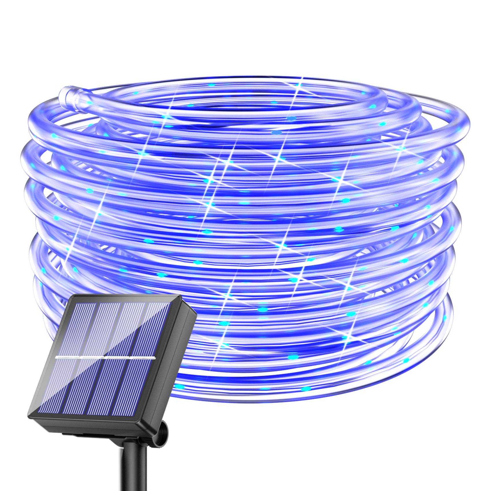 KerKoor Solar Rope Lights - 40FT 100 LED Waterproof Outdoor Fairy Lights for Yard Garden Patio - Blue - PVC Material