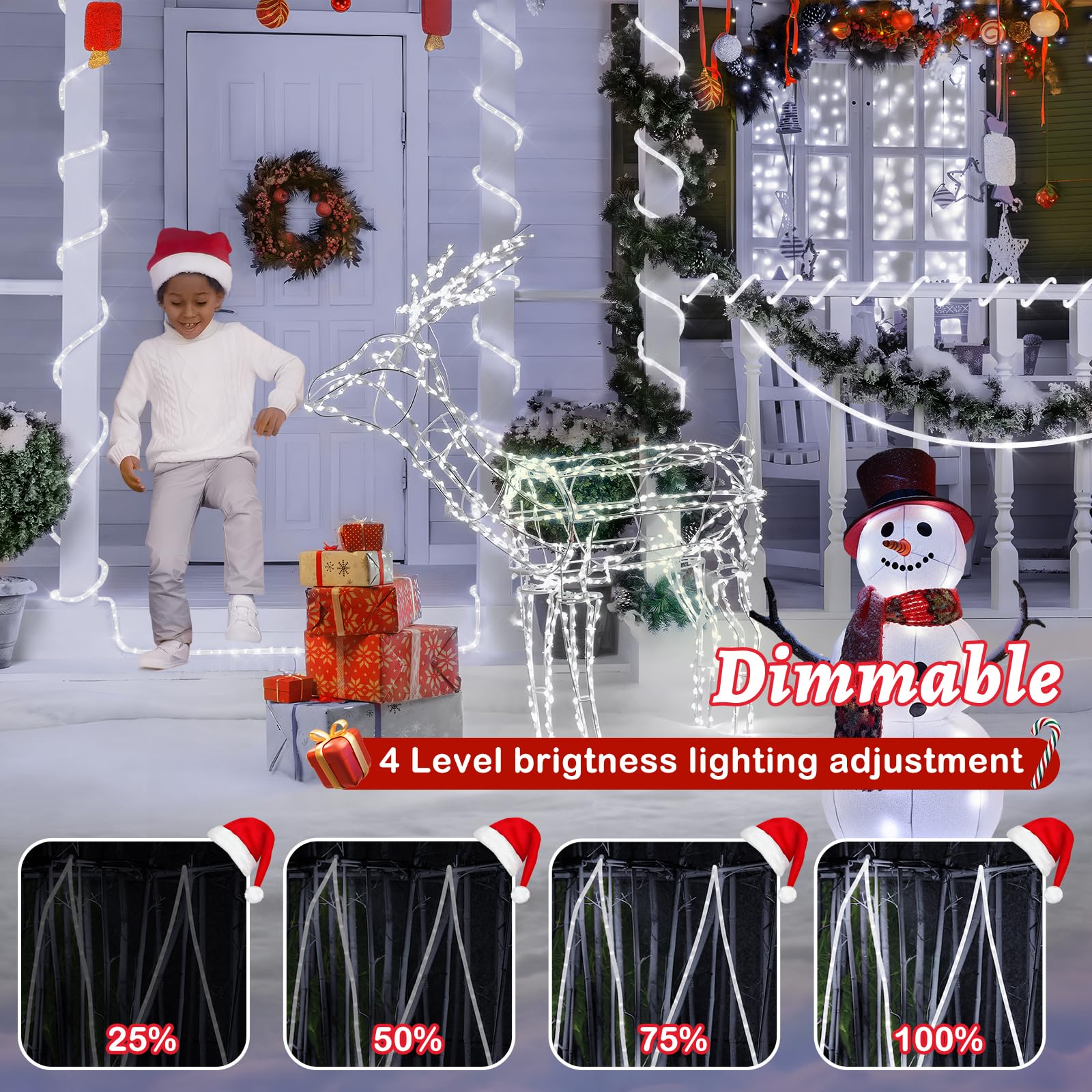 Hezbjiti Led Rope Lights 197Ft Waterproof Rope Light 600 Led Flexible Tube Lights Plug In With 8 Modes For Garden Patio Bedroom Party Indoor Outdoor Decorations