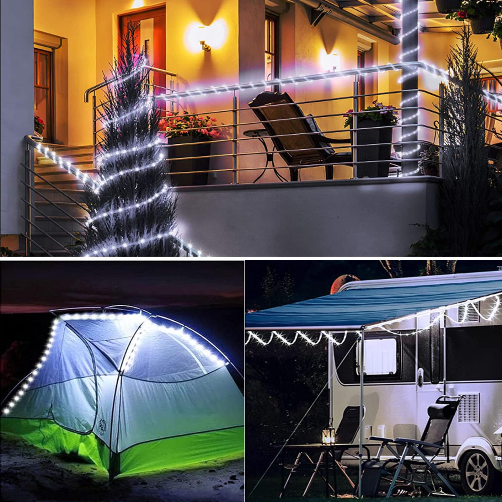 Solar Rope Lights Outdoor Waterproof, 39Ft 100Led Outdoor String Lights Clear Pvc Tube Fairy Lights, 8 Modes Trampoline Lights For Pool Tree Garden Yard Home Camping Wedding Halloween Holiday Decor