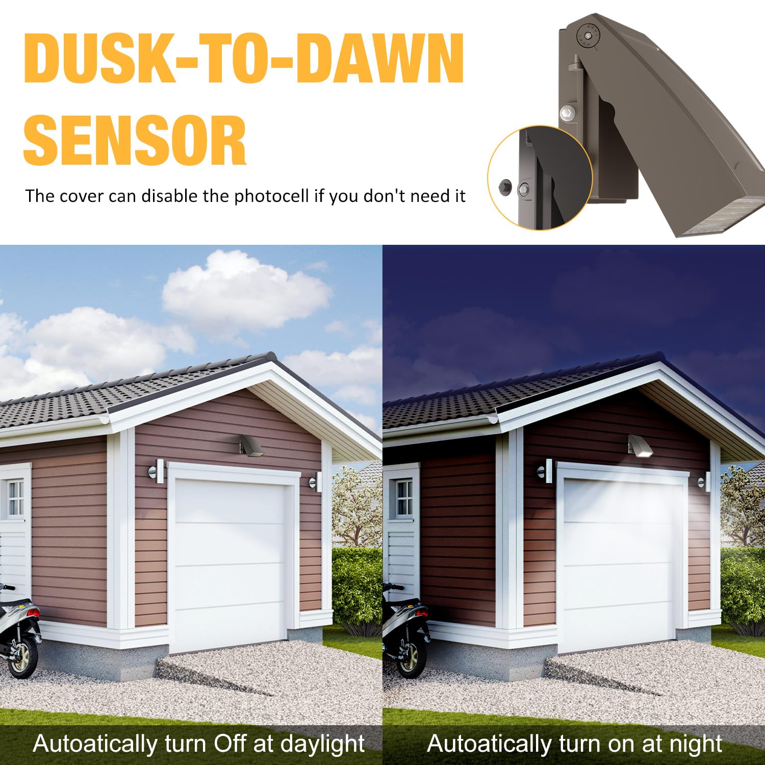 40W Led Wall Pack Light With Dusk To Dawn Photocell, 5600Lm, 5000K Daylight, 100-277Vac 90 Adjustable Full Cut-Off Wall Pack, Wa