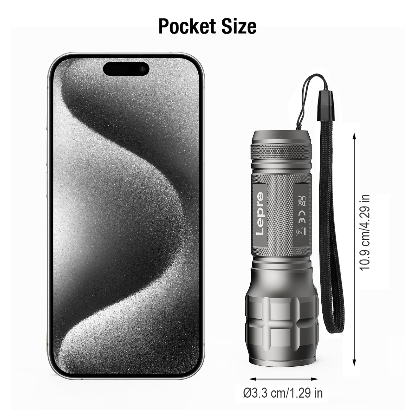 Lighting EVER LED Flashlights, Small Waterproof Aluminum, Adjustable Focus, High Lumens, Gray, Model 1200012, 2 Pack, AAA Batteries Included