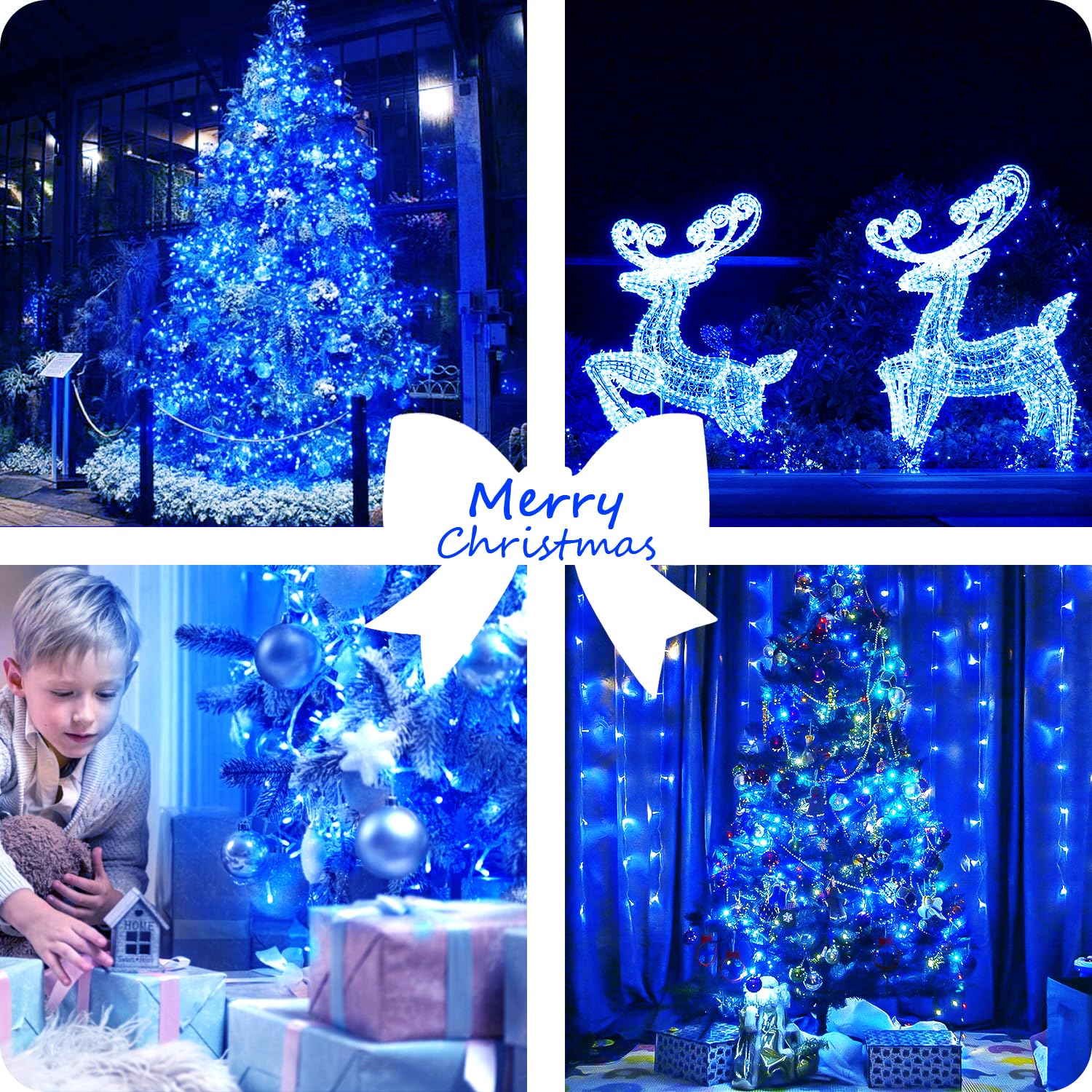 2 Pack Christmas String Lights Battery Operated With Timer  66Ft 200 Led Waterproof Twinkle Lights  8 Modes Fairy Light For Indoor And Outdoor Bedroom Garland Tree Christmas Decorations (Blue)
