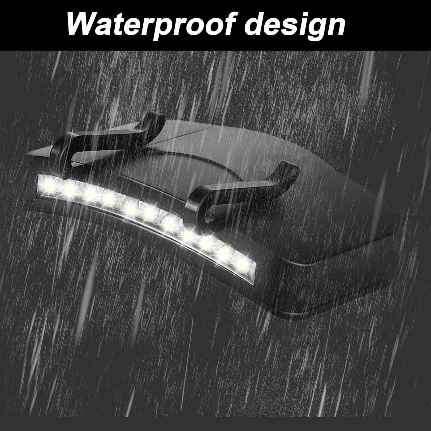 Mudder Hat Light Clip - 11 LED Waterproof Cap Light, Black, ABS Plastic, 3.4 x 2.2 x 0.5 inch, Model Mudder-ujhh533