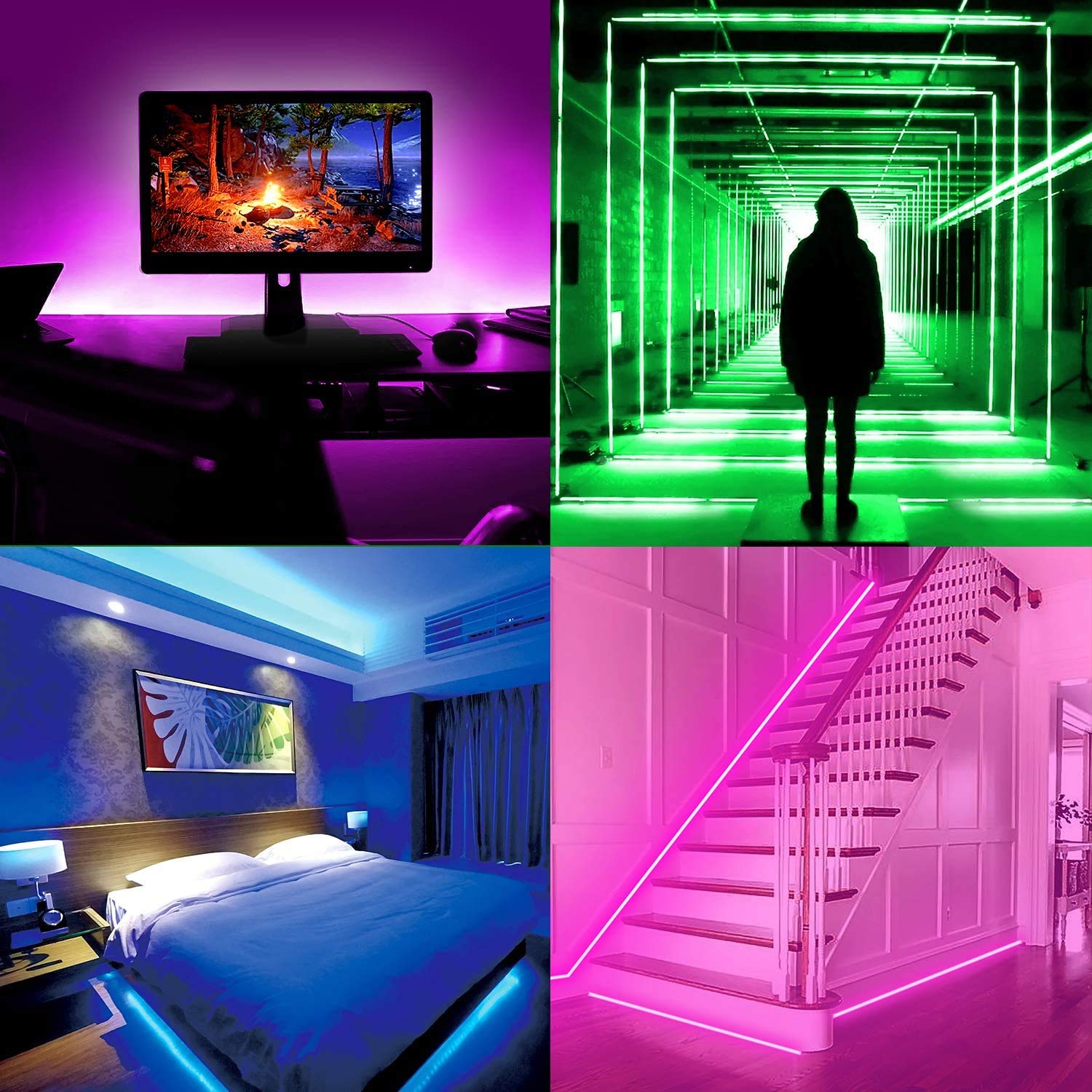 Pautix 5V Usb Cob Rgb Led Strip Light, 4.92Ft Multicolor Flexible Tape Lights For Home, Kitchen, Bedroom, Bluetooth Control, Model Cob-Usb-Rgb816F