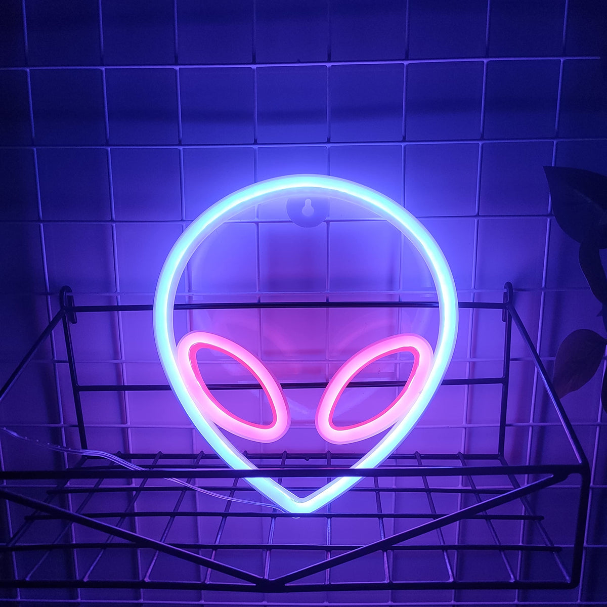 JYWJ Alien Neon Light - USB/Battery Powered LED Sign, Blue+Pink, Model ...