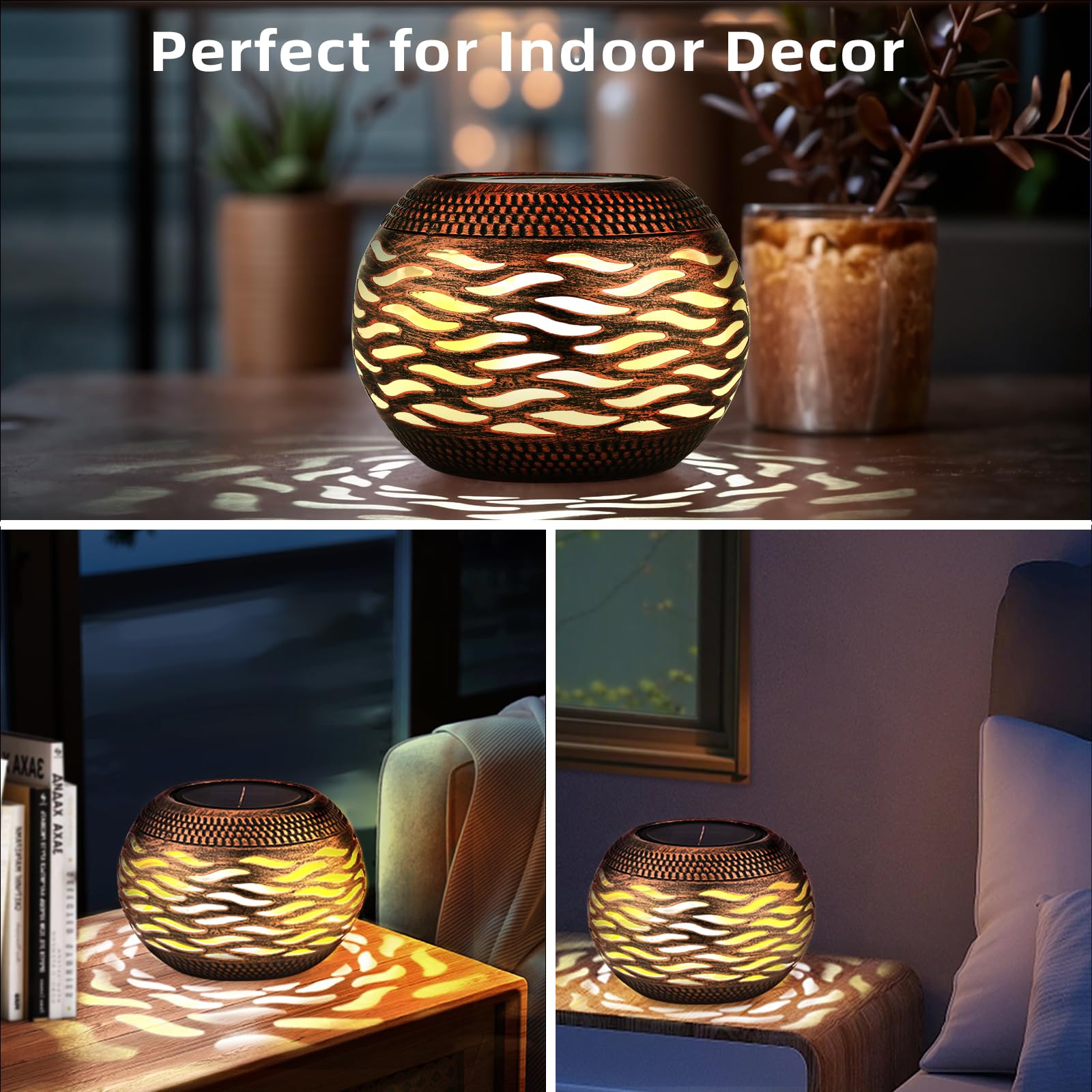 Waterproof 2-Pack Retro Metal Solar Lanterns For Outdoor - Decorative Cut-Out Garden Lights With Warm Glow, Patio/Yard/Pathway D