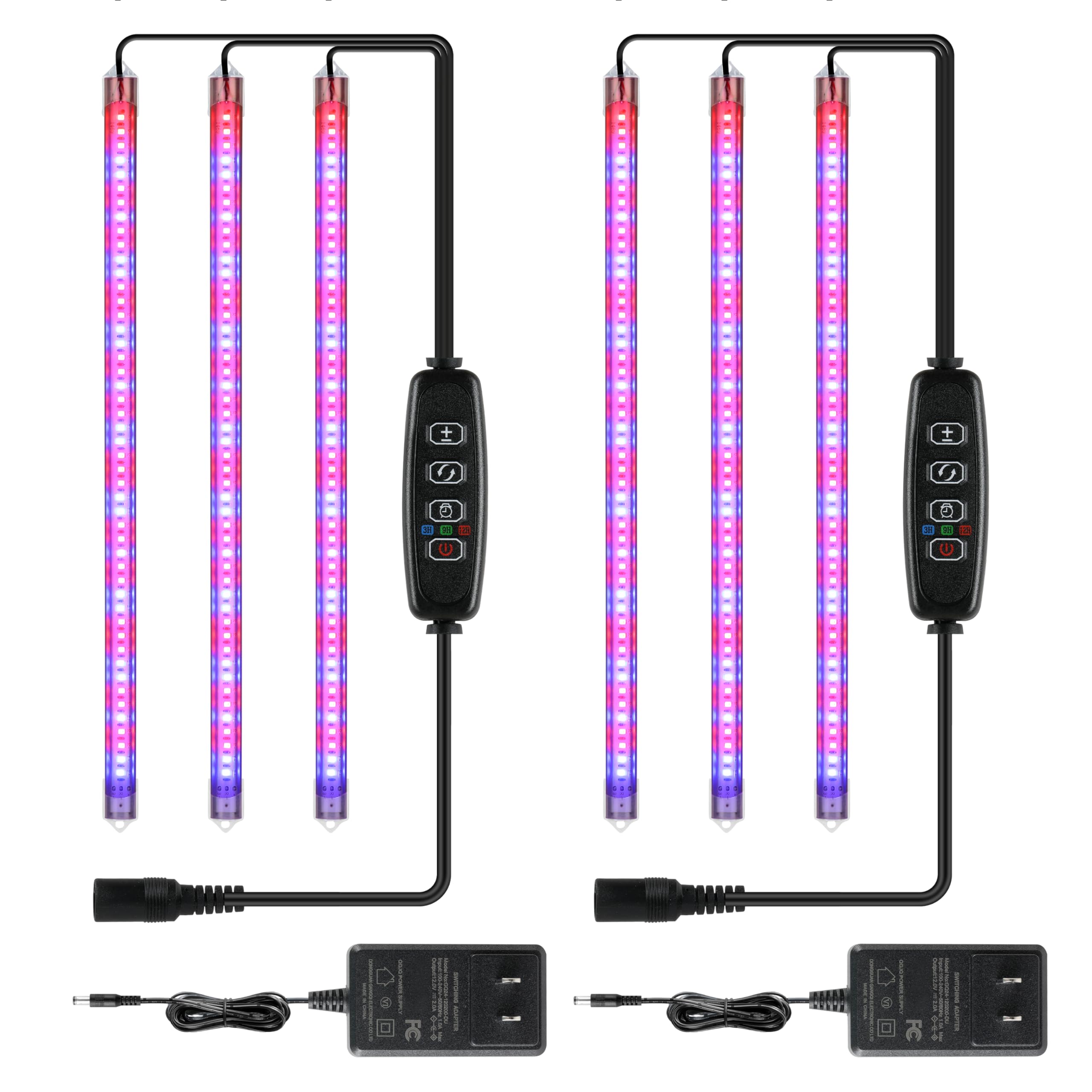 iPower 20W LED Grow Light Strips, Full Spectrum, 3 Tubes, Auto ON/OFF Timer, 10 Dimmable Levels, Red&Blue, Plastic