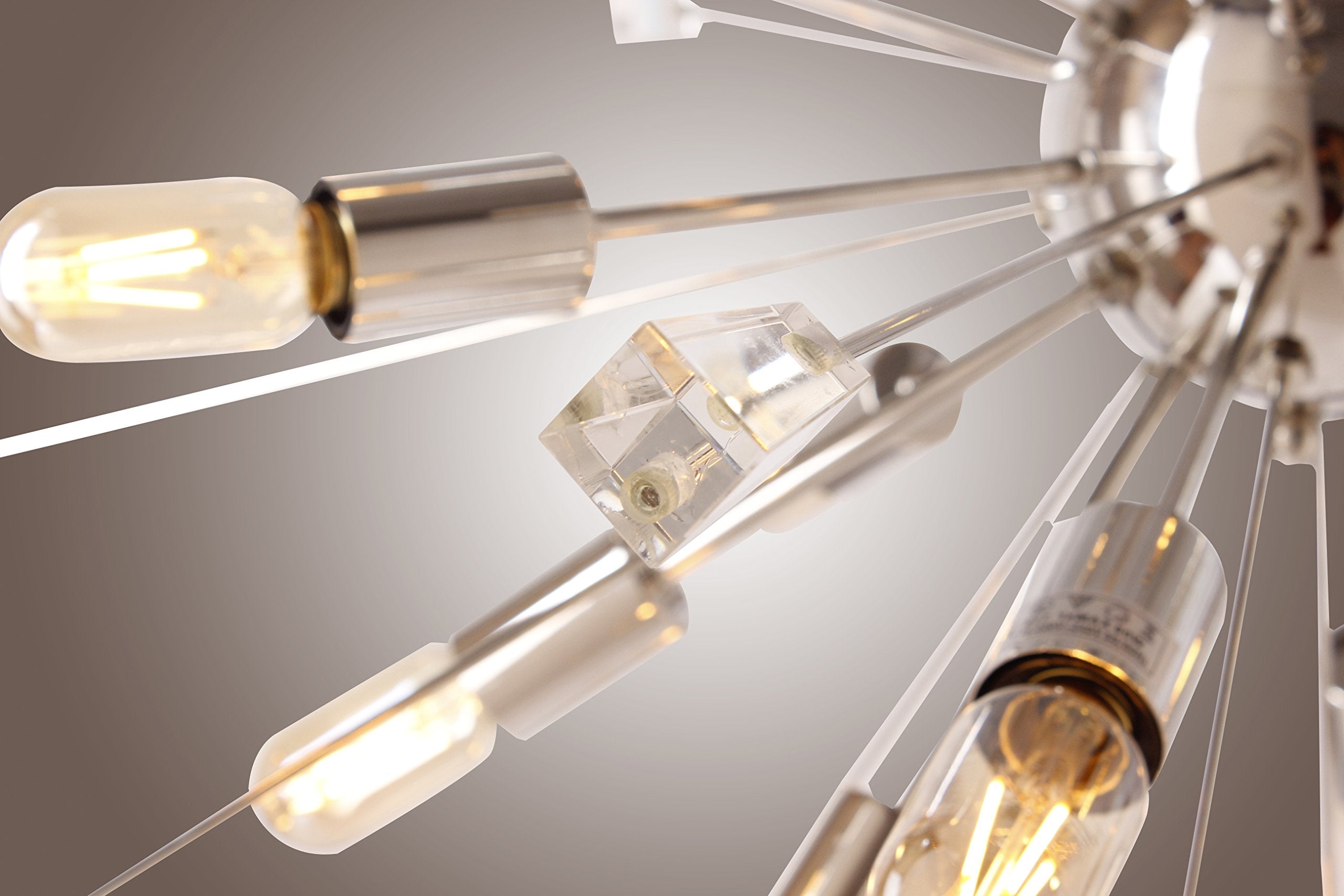 DecoMust Mid Century Starburst Chandelier 24 Light Edison Bulb Chrome Model DM24