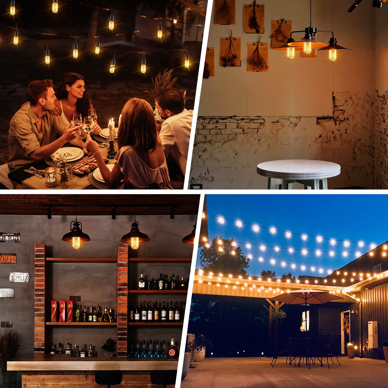 Nuodifan Edison Bulbs 6-Pack Vingtage Filament Light Bulb T45 2700K Warm Light 40 Watt 110V-130V E26/E27 Base Dimmable Decorative Antique Screw Light Bulbs For Home Lighting Fixtures