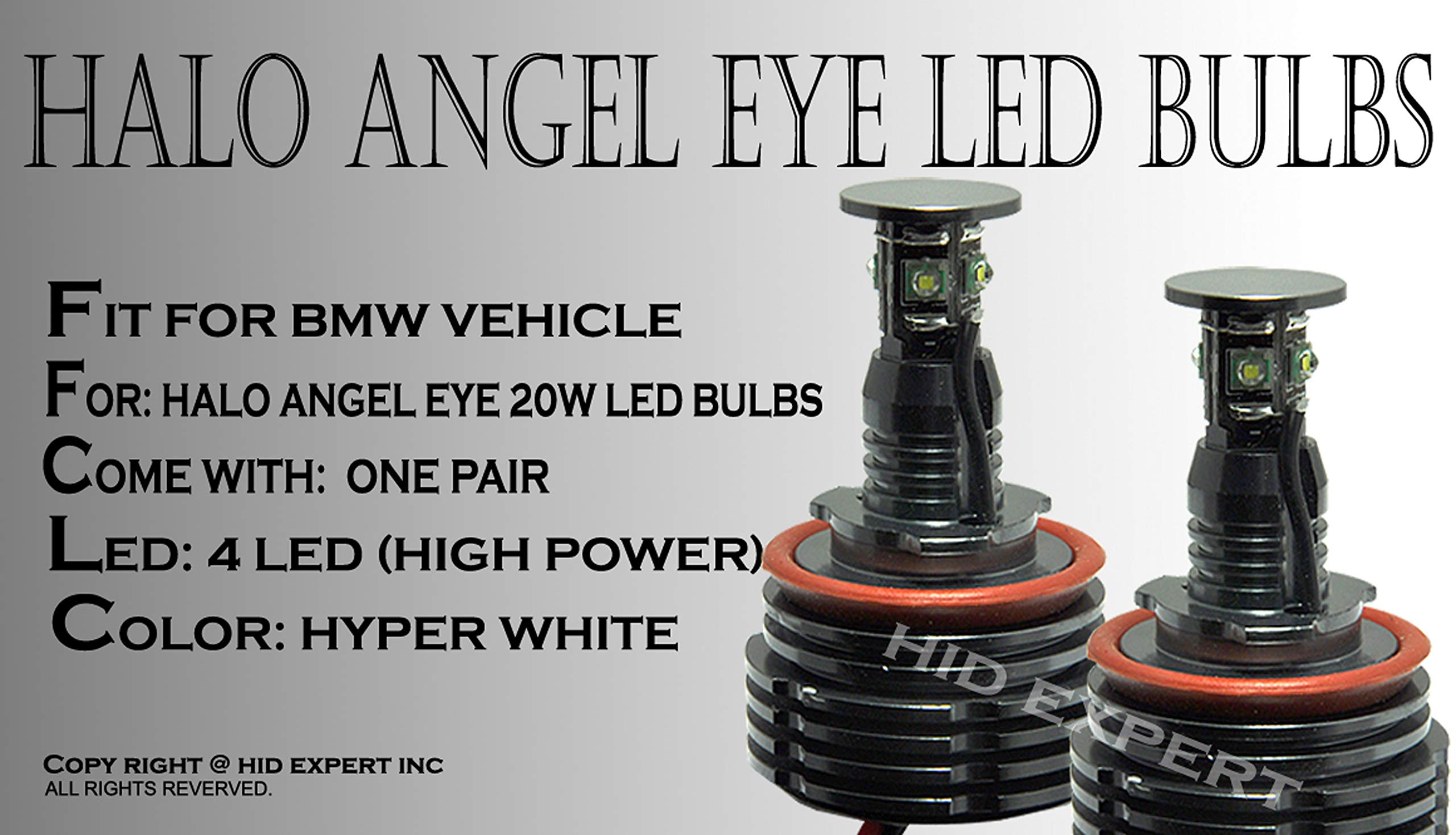 ICBEAMER LED Angel Eyes Halo Ring Marker Light, White, 20W, 6000K, Compatible with BMW E Series & X Series, Replace OEM Bulbs