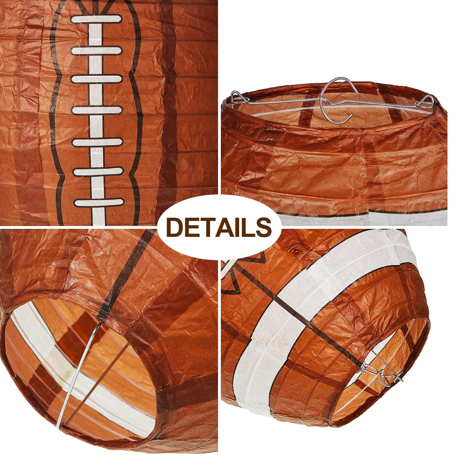 Mudder Football Paper Lanterns - 12 Pack, Multicolor, Metal Hanging Decorations for Birthday and Sports Parties
