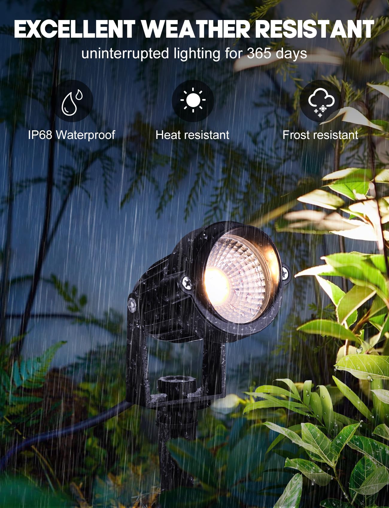 Ourleeme Outdoor Led Landscape Lighting - 8-In-1 Waterproof Spotlights For Outside With 60W Transformer  Spotlight Landscape Lights Plug In House Spot Lights Outdoor For Yard Garden (Warm)