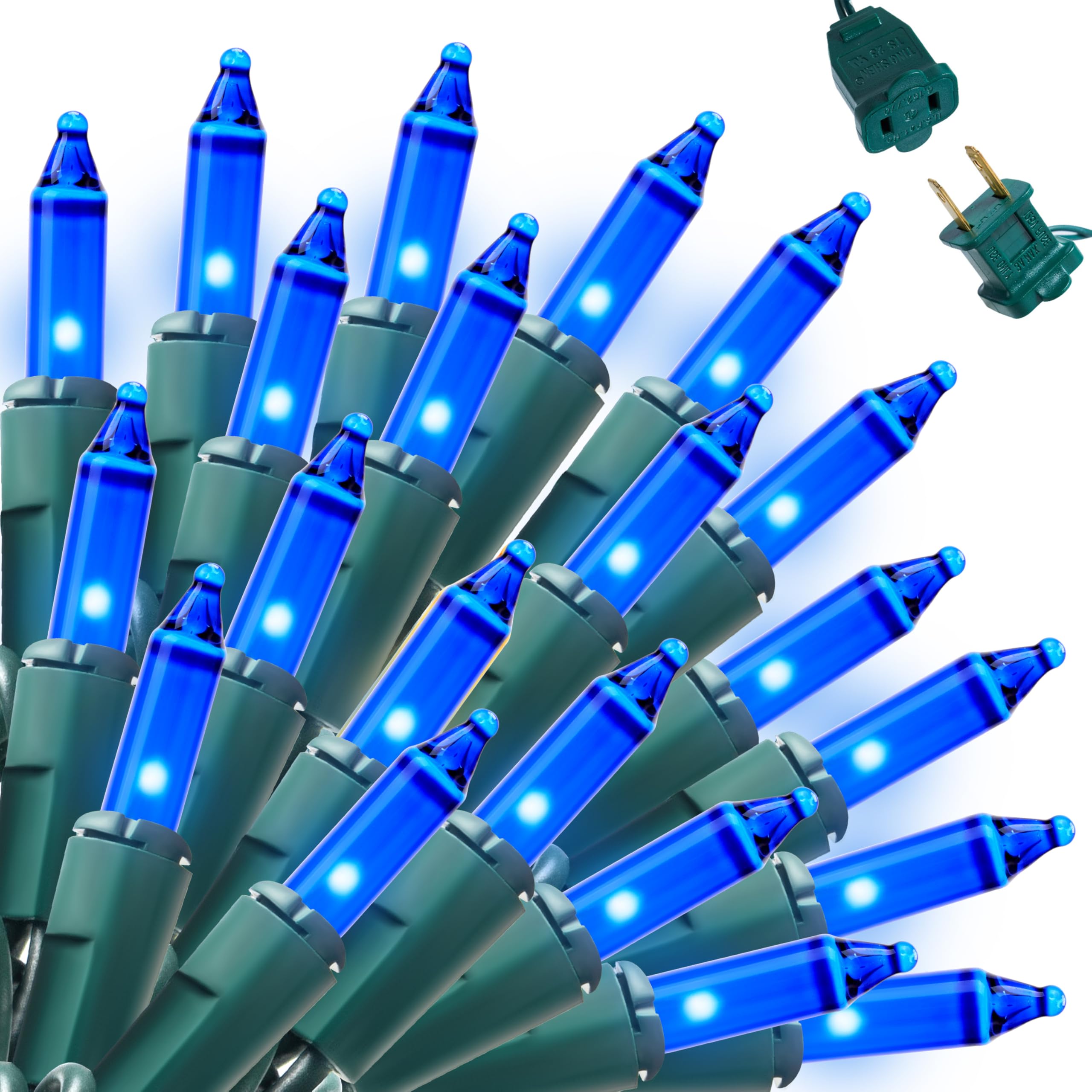 Joiedomi 100Ct Blue Christmas Lights Outdoor, 22.3Ft Green Wire String Lights For Indoor/Outdoor Holiday Decorations