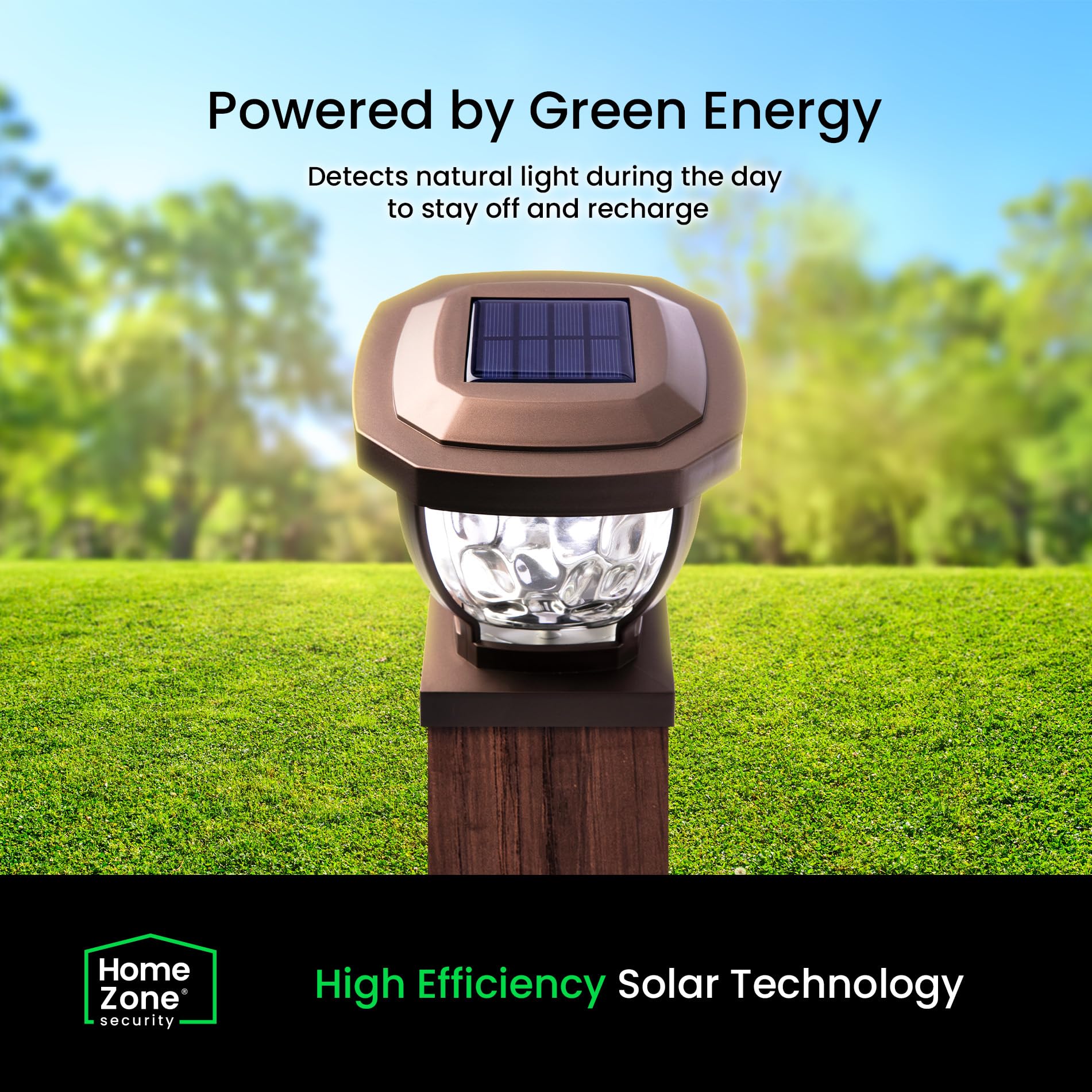 Home Zone Solar Post Cap Lights - Glass LED Outdoor 4x4 (3.5 x 3.5 in.) - Bronze - Model ELI1403V - 2-Pack