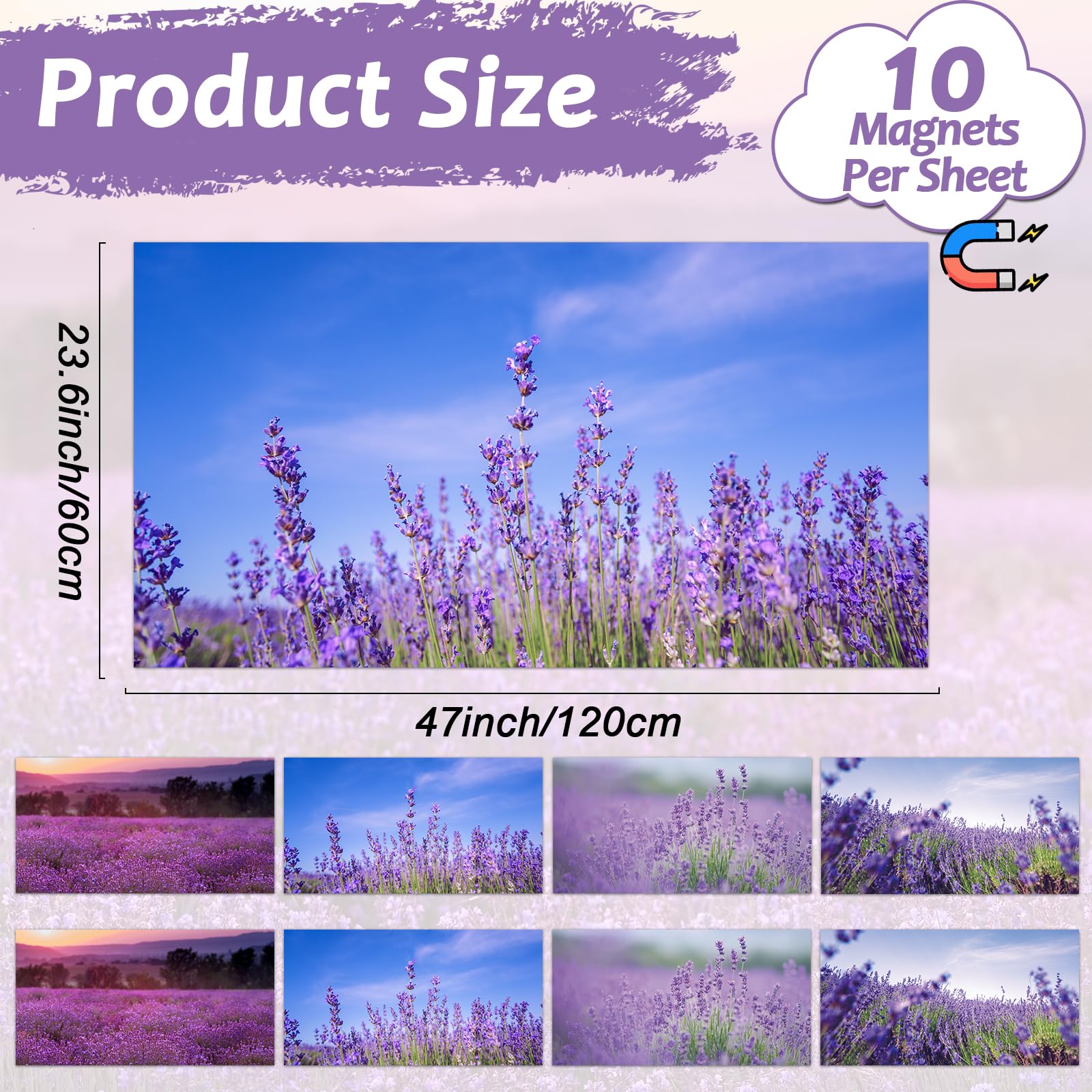 Wiooffen Fluorescent Light Covers 8 Pcs Magnetic 4x2 Feet Polyester Lavender Model YM0919