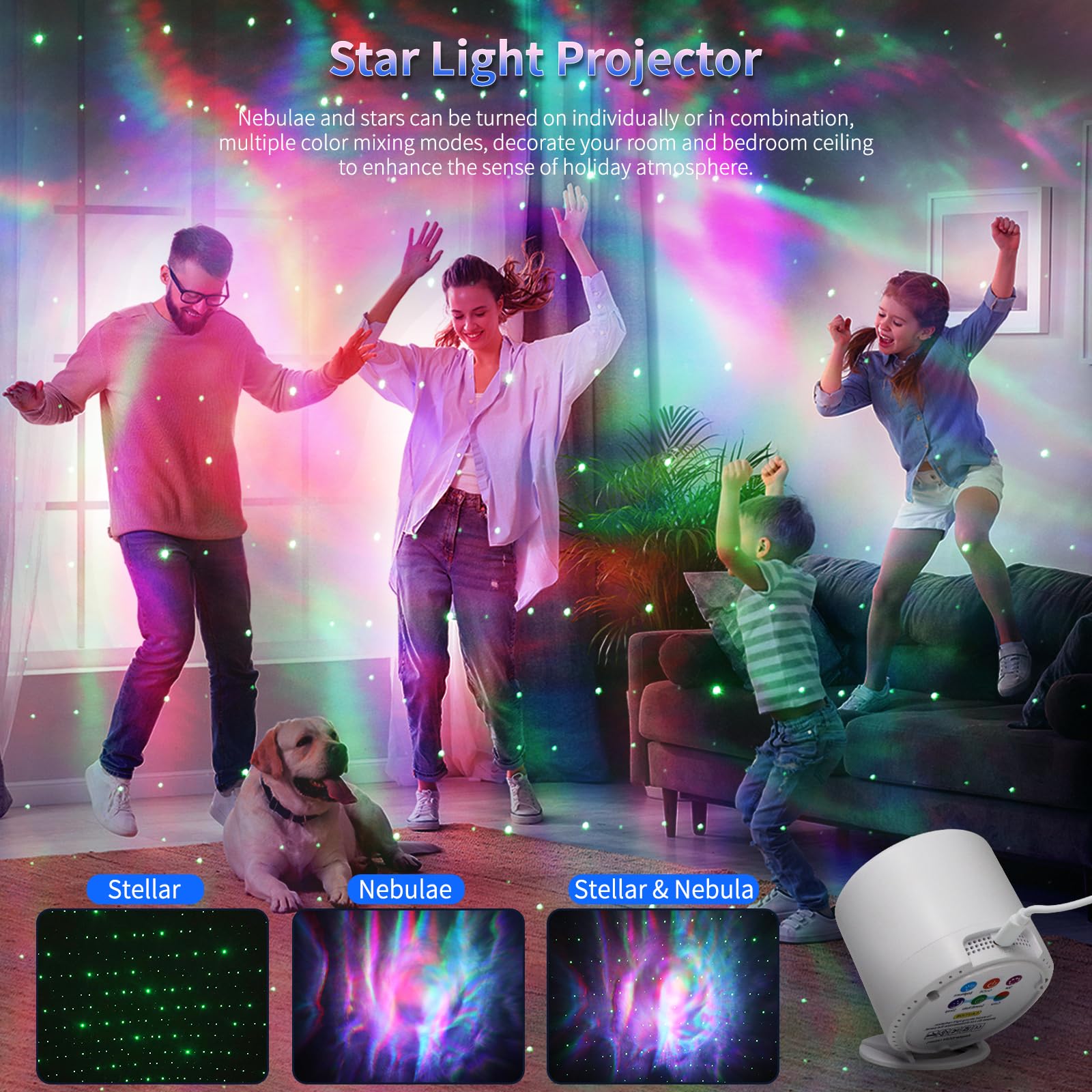 Sonhonron Star Projector SA203G - Remote Control Galaxy Light, LED Nebula Night Light for Bedroom Decor, White