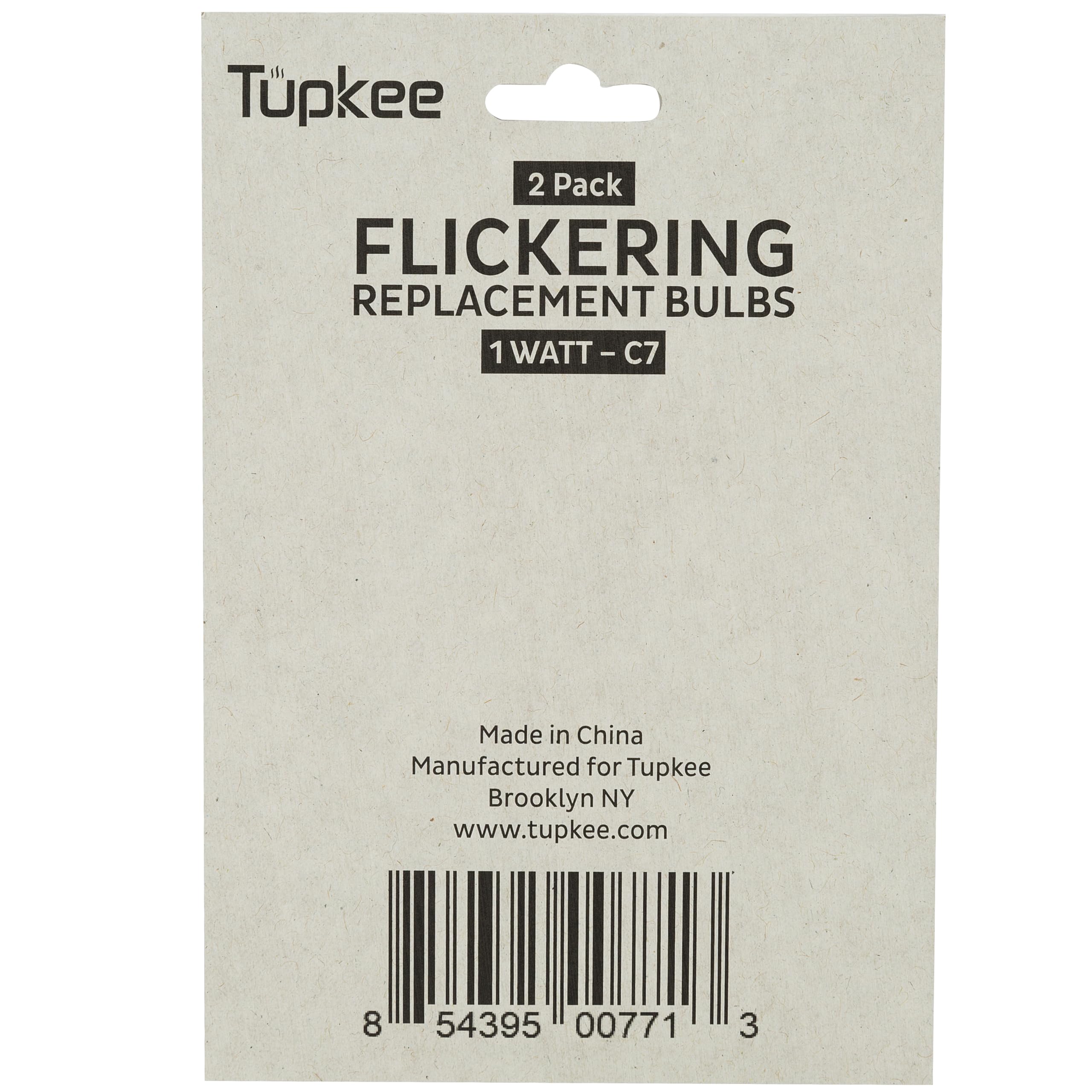Tupkee C7 Flickering Flame Bulb, 1W Orange Glow, E12 Base Replacement, 2-Pack for Halloween & Christmas Candolier Window Candle
