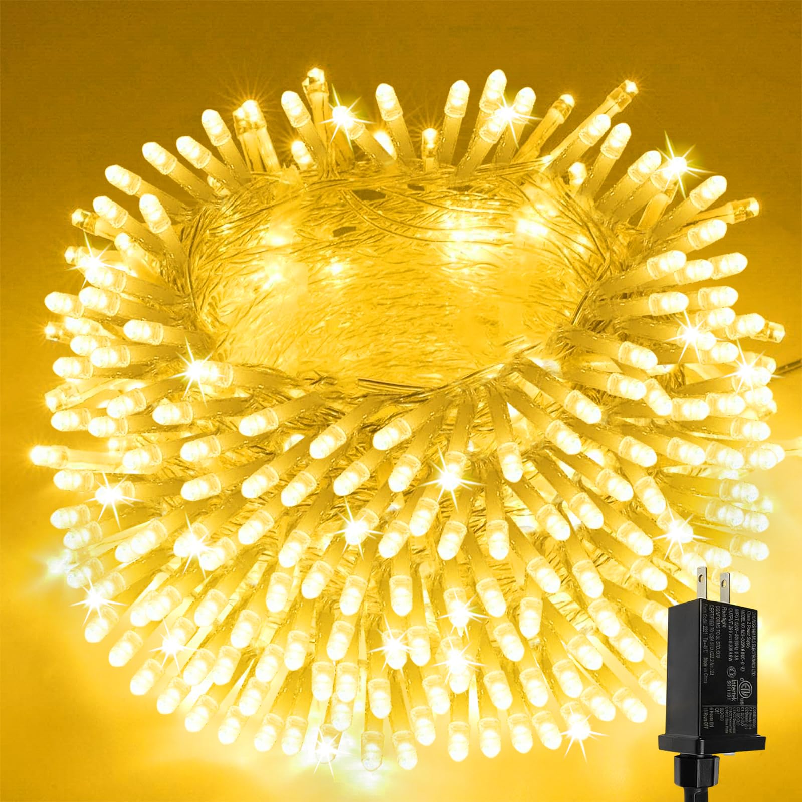 Extra-Long 66FT Christmas Lights Outdoor/Indoor, 200 LED Super Bright String Lights for Bedroom, Waterproof 8 Modes Plug in Twinkle Fairy Lights for Classroom Christmas Tree Decorations (Warm White)